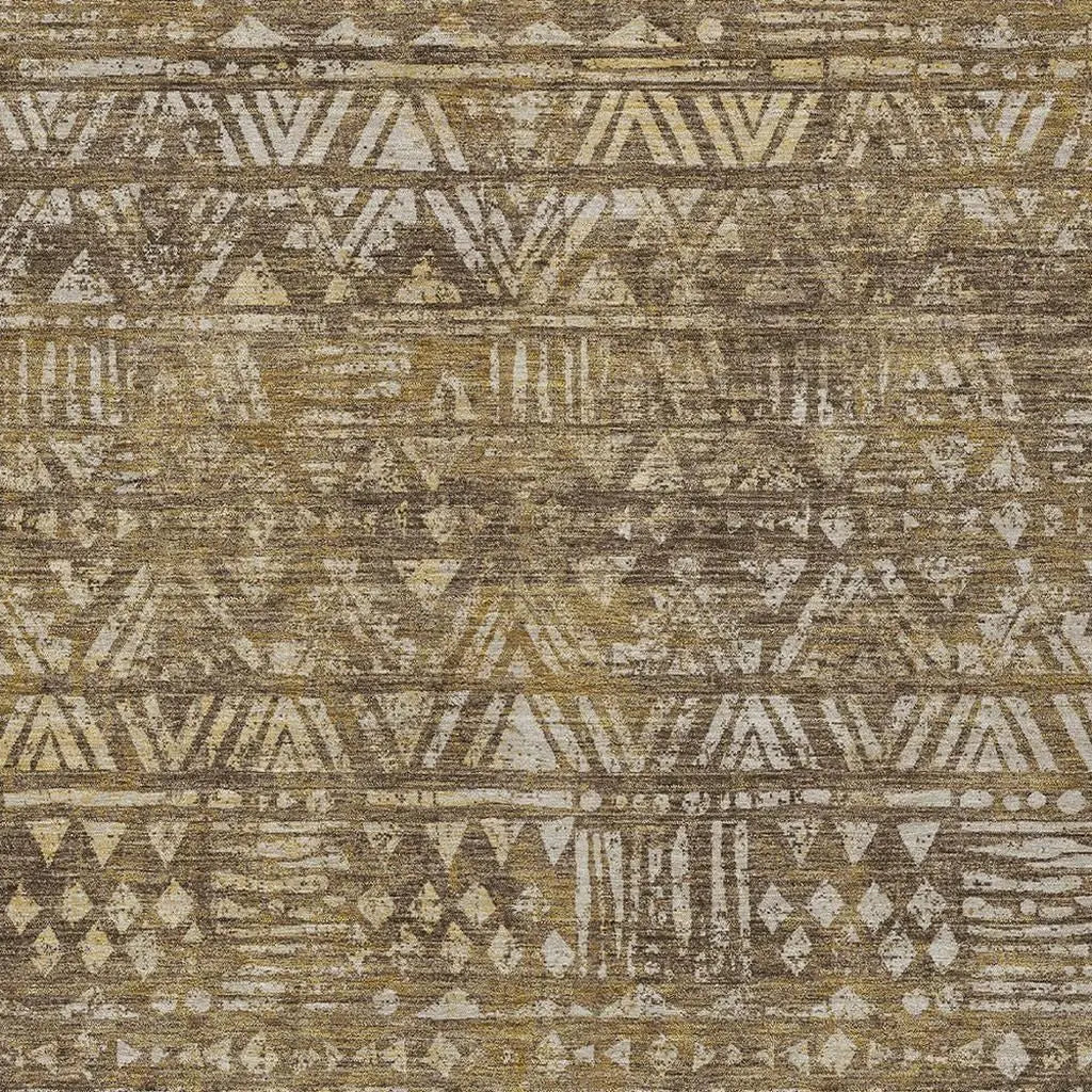5' X 8' Chocolate And Brown Geometric Washable Indoor Outdoor Area Rug Homeroots Outdoor