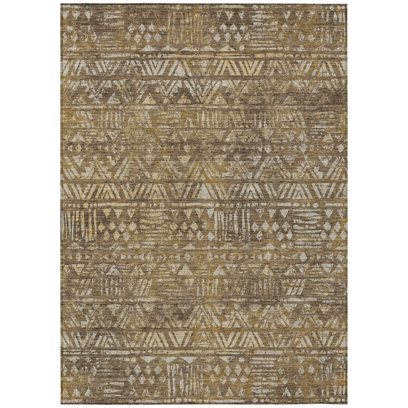 5' X 8' Chocolate And Brown Geometric Washable Indoor Outdoor Area Rug Homeroots Outdoor
