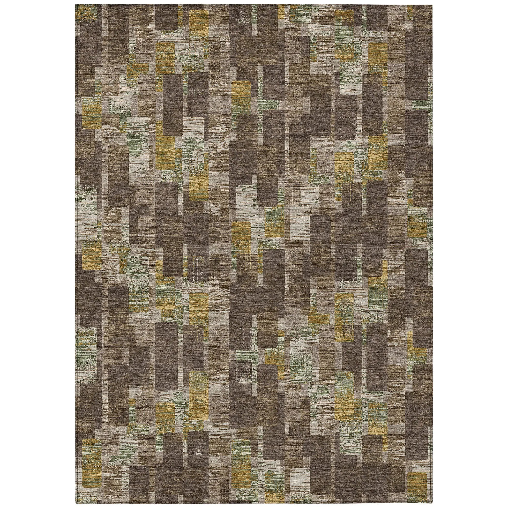 5' X 8' Chocolate And Brown Geometric Washable Indoor Outdoor Area Rug Homeroots Outdoor
