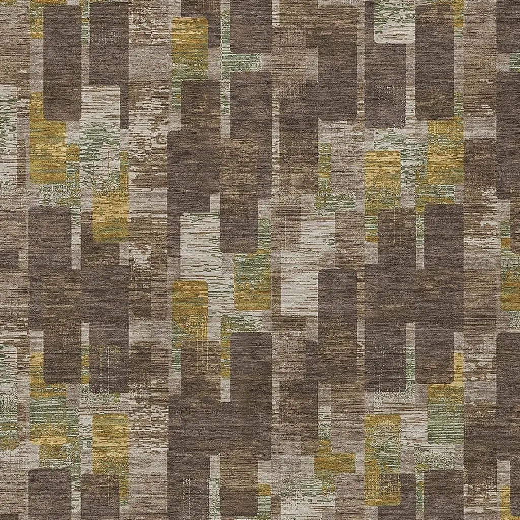 5' X 8' Chocolate And Brown Geometric Washable Indoor Outdoor Area Rug Homeroots Outdoor