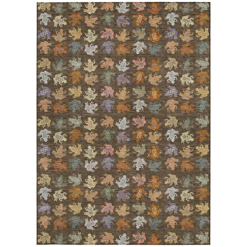 5' X 8' Chocolate And Brown Geometric Washable Indoor Outdoor Area Rug Homeroots Outdoor