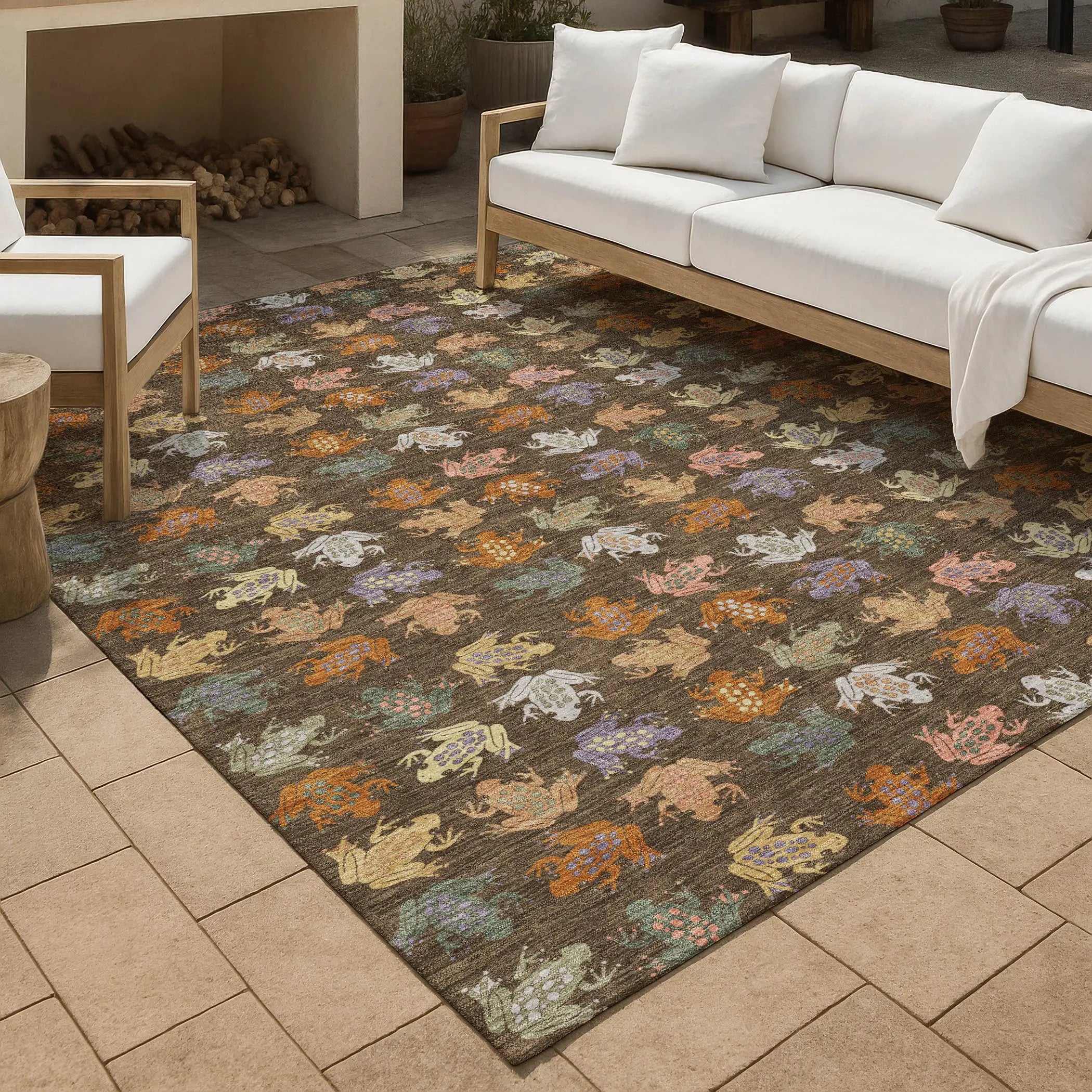 5' X 8' Chocolate And Brown Geometric Washable Indoor Outdoor Area Rug Homeroots Outdoor
