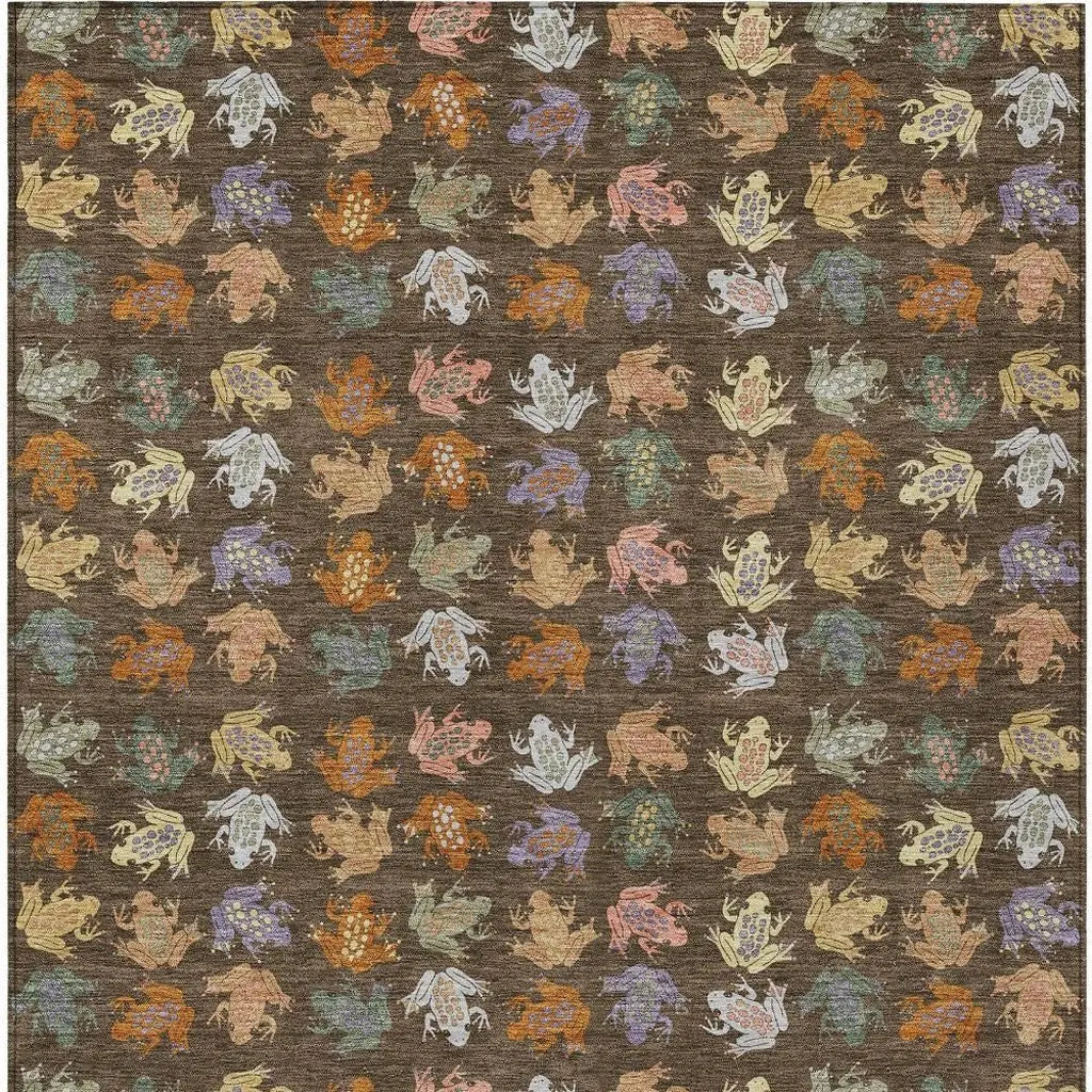 5' X 8' Chocolate And Brown Geometric Washable Indoor Outdoor Area Rug Homeroots Outdoor
