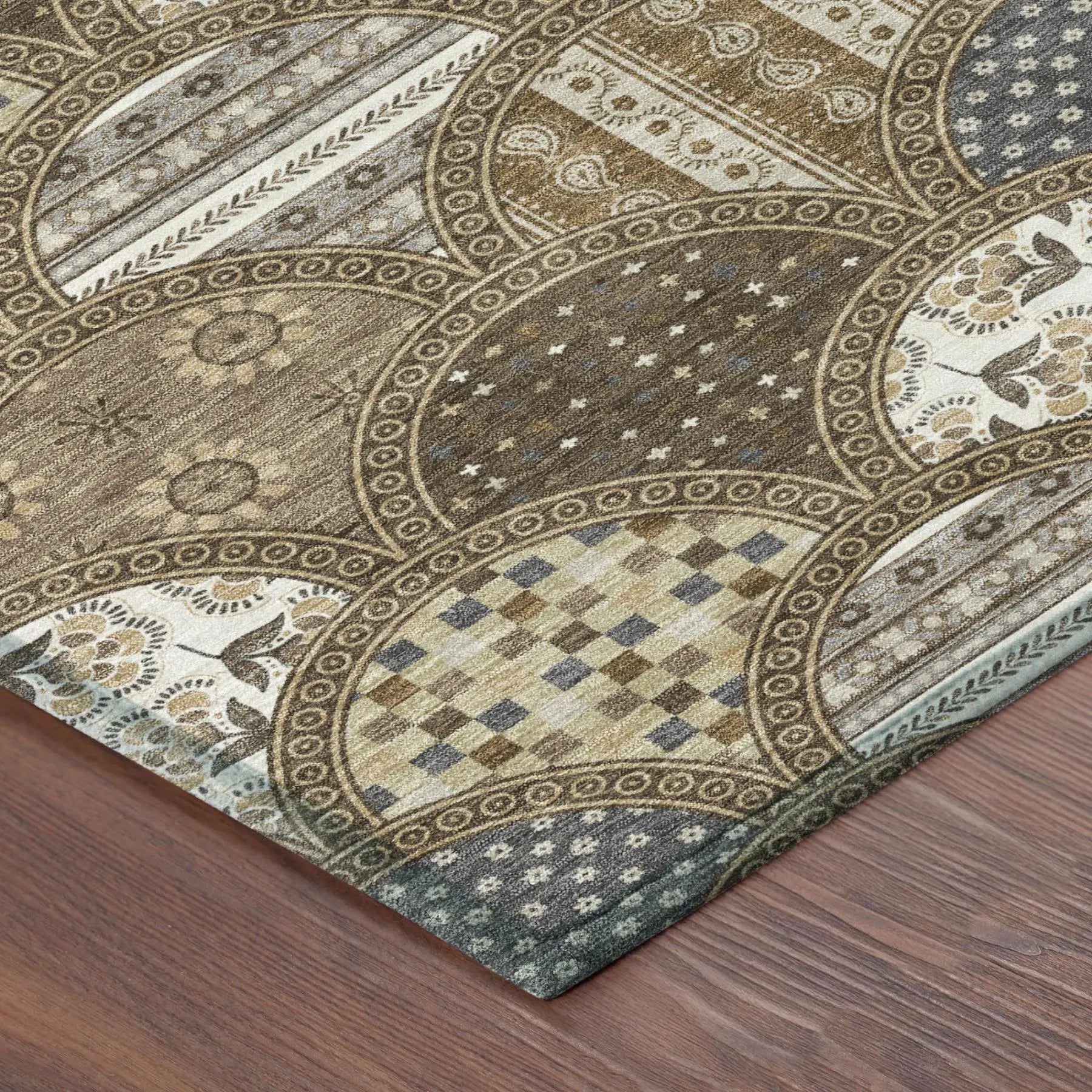 5' X 8' Chocolate And Brown Geometric Washable Indoor Outdoor Area Rug Homeroots Outdoor