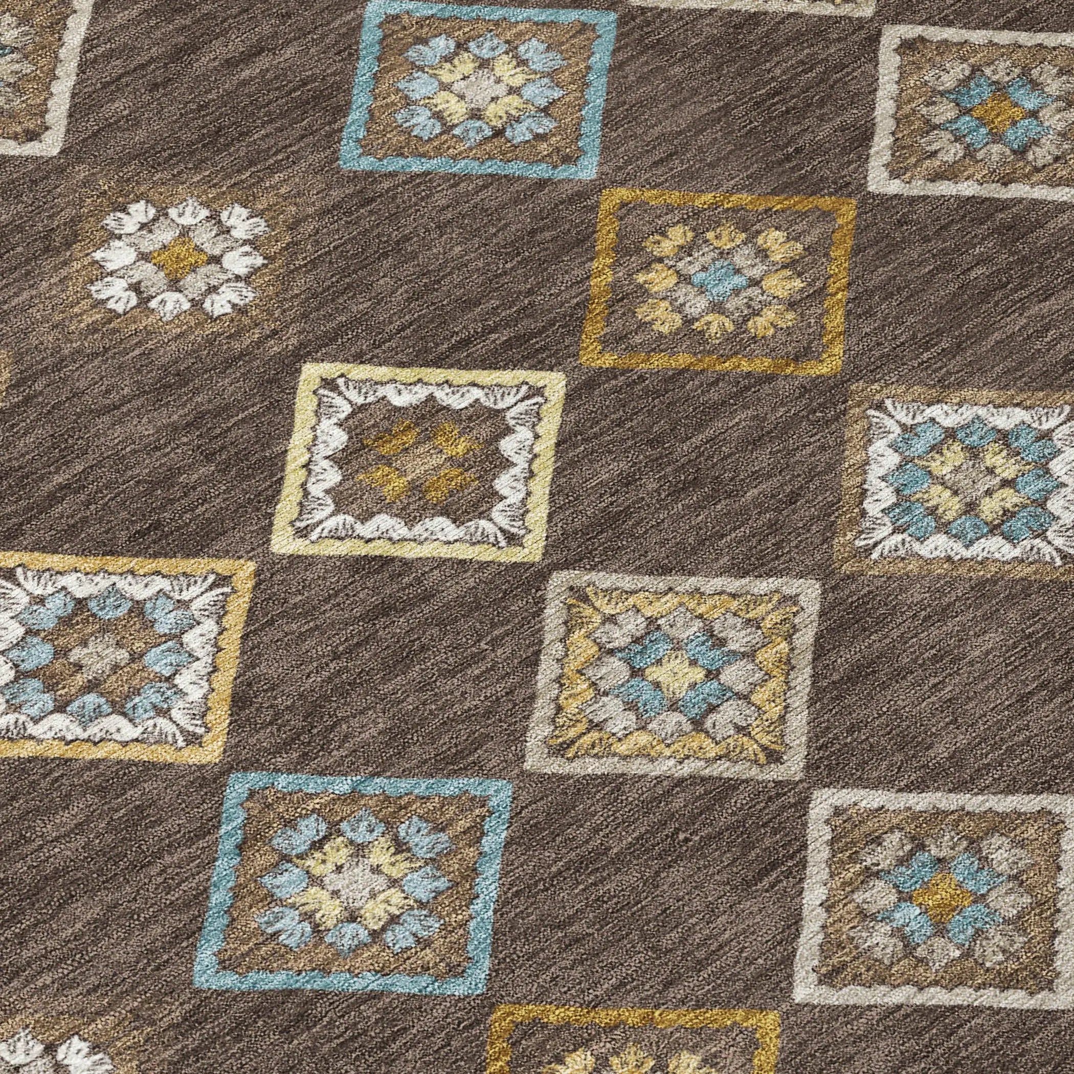 5' X 8' Chocolate And Brown Geometric Washable Indoor Outdoor Area Rug Homeroots Outdoor
