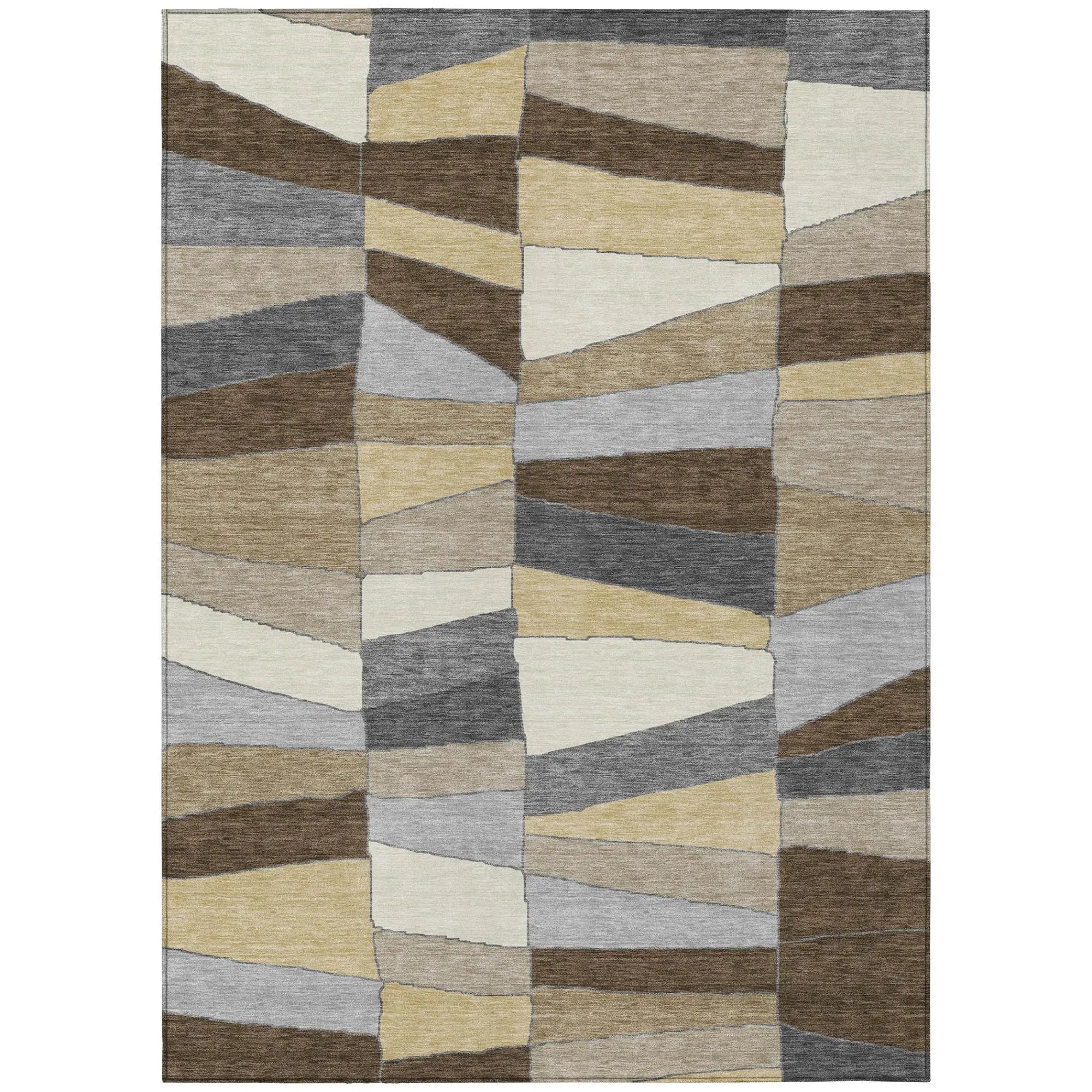 5' X 8' Chocolate And Brown Geometric Washable Indoor Outdoor Area Rug Homeroots Outdoor