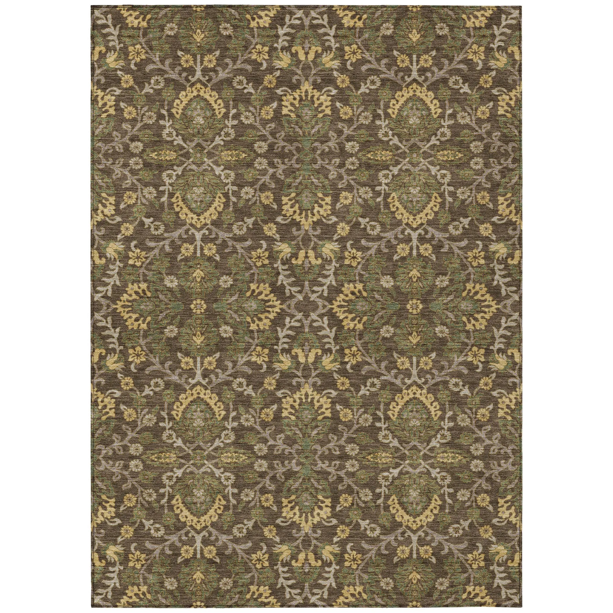 5' X 8' Chocolate And Brown Geometric Washable Indoor Outdoor Area Rug Homeroots Outdoor