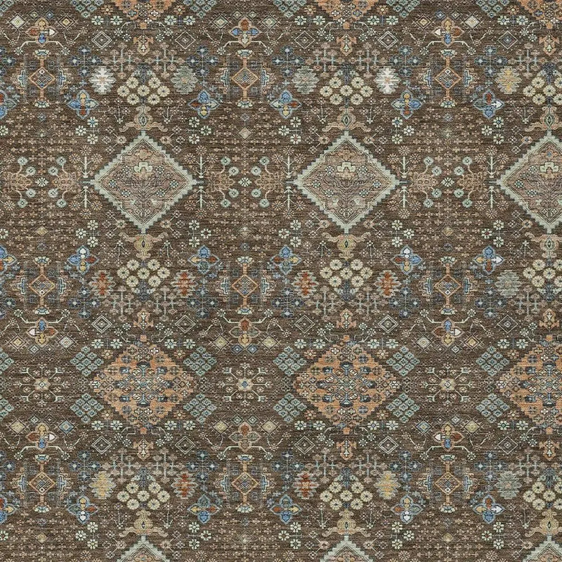 5' X 8' Chocolate And Brown Geometric Washable Indoor Outdoor Area Rug Homeroots Outdoor