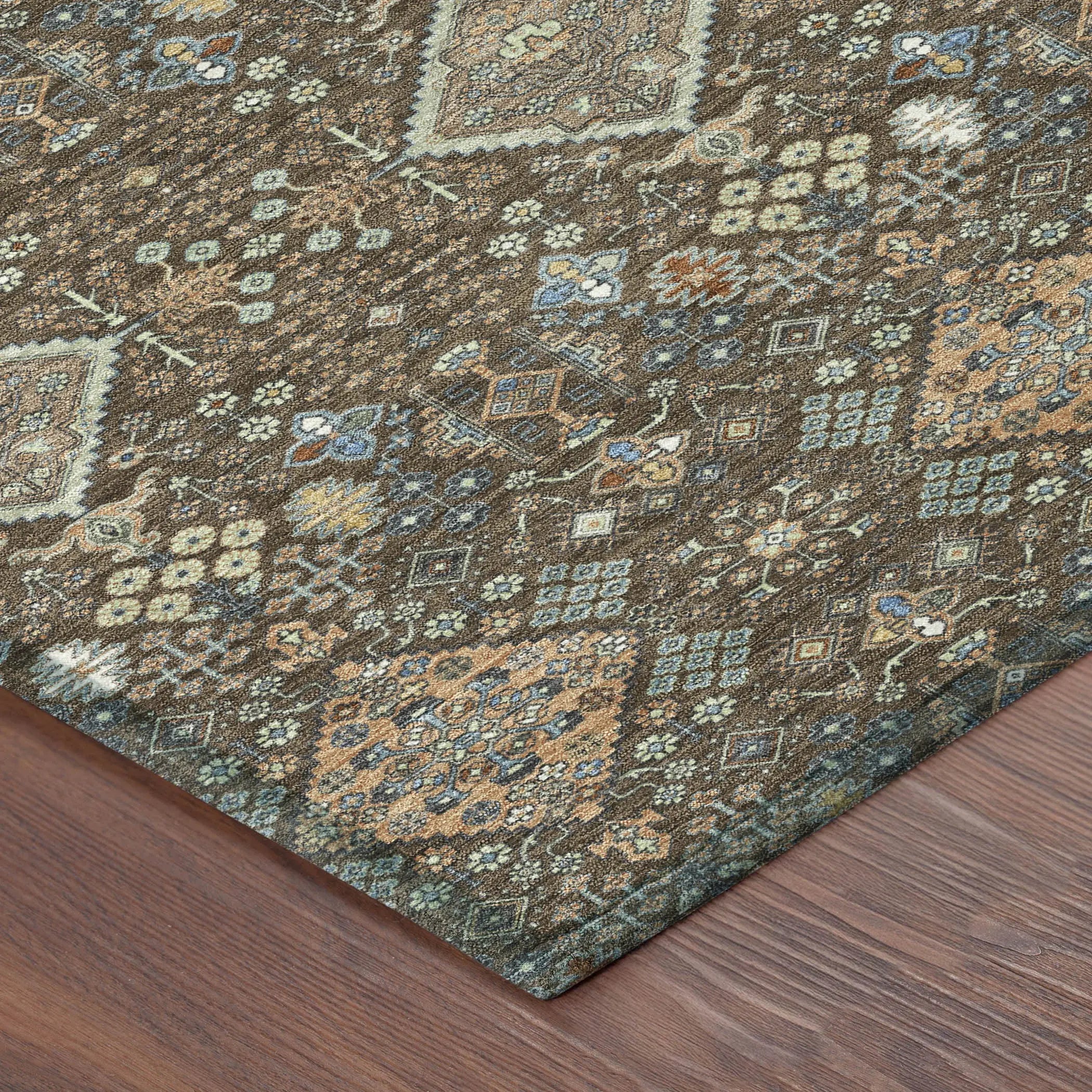 5' X 8' Chocolate And Brown Geometric Washable Indoor Outdoor Area Rug Homeroots Outdoor