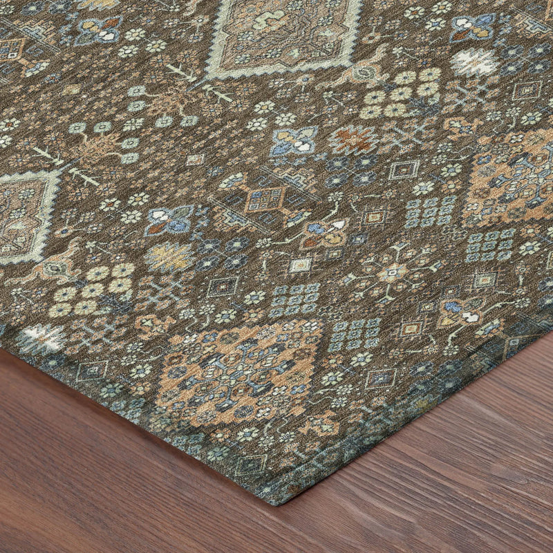 5' X 8' Chocolate And Brown Geometric Washable Indoor Outdoor Area Rug Homeroots Outdoor