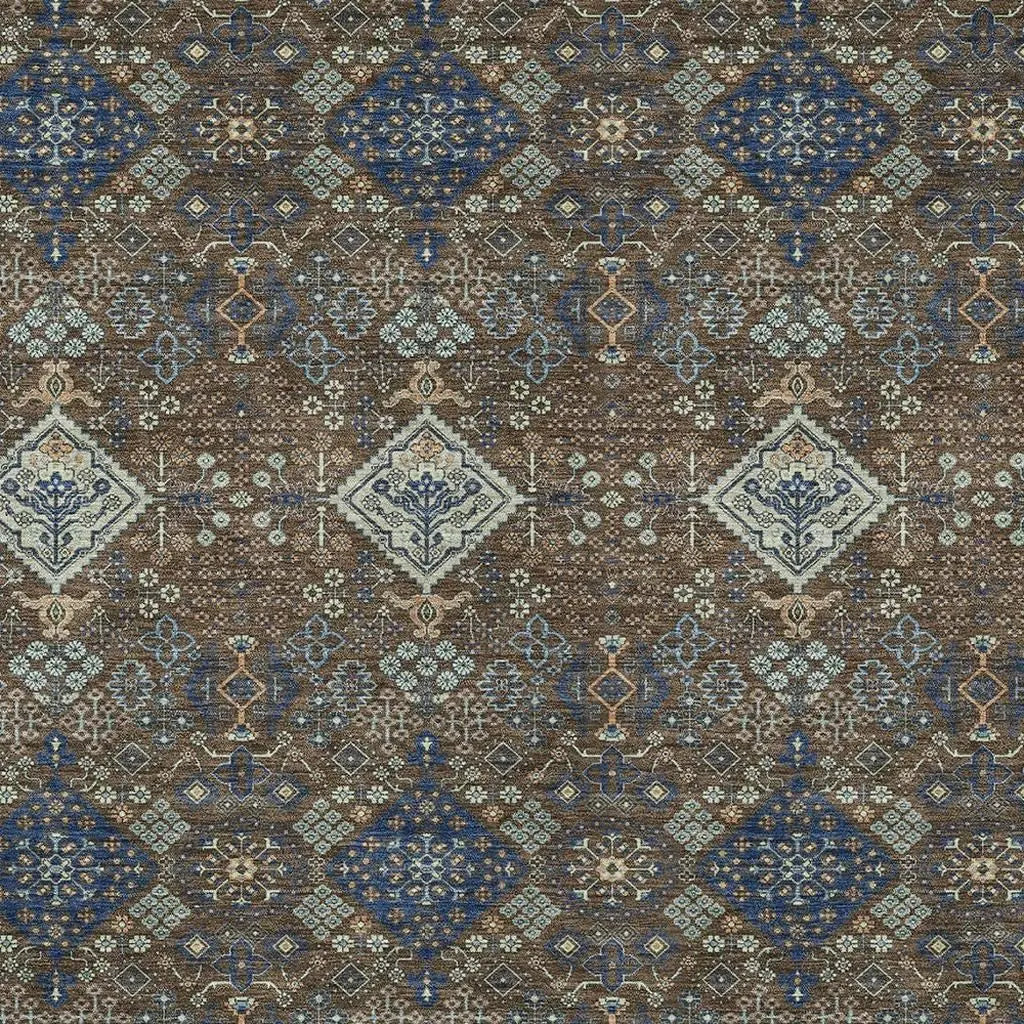 5' X 8' Chocolate And Brown Geometric Washable Indoor Outdoor Area Rug Homeroots Outdoor