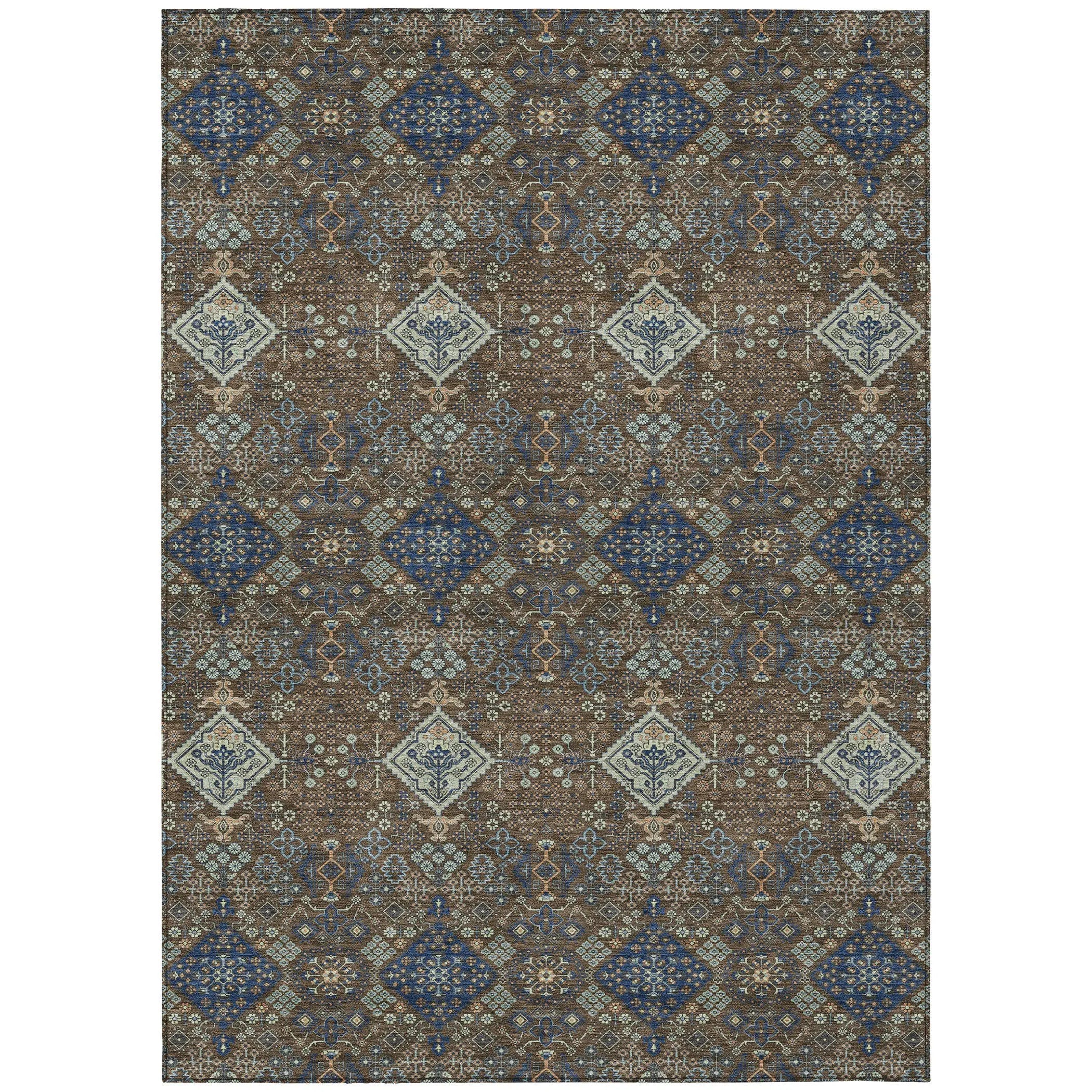 5' X 8' Chocolate And Brown Geometric Washable Indoor Outdoor Area Rug Homeroots Outdoor