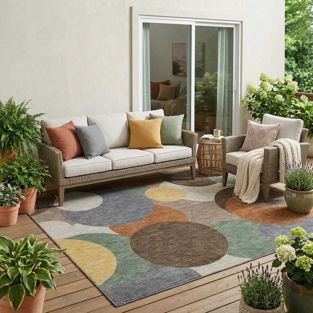 5' X 8' Chocolate And Brown Geometric Washable Indoor Outdoor Area Rug Homeroots Outdoor