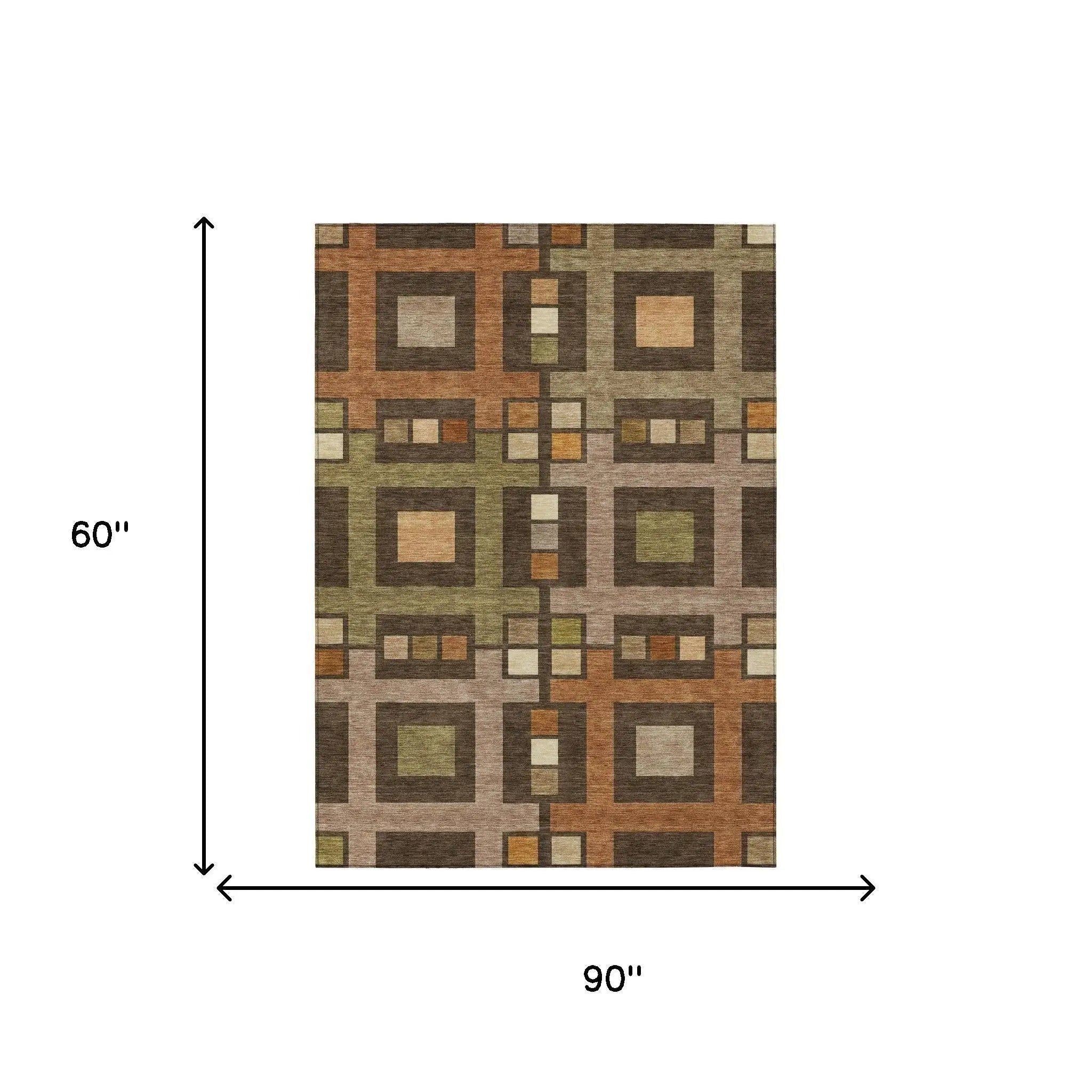 5' X 8' Chocolate And Brown Geometric Washable Indoor Outdoor Area Rug Homeroots Outdoor
