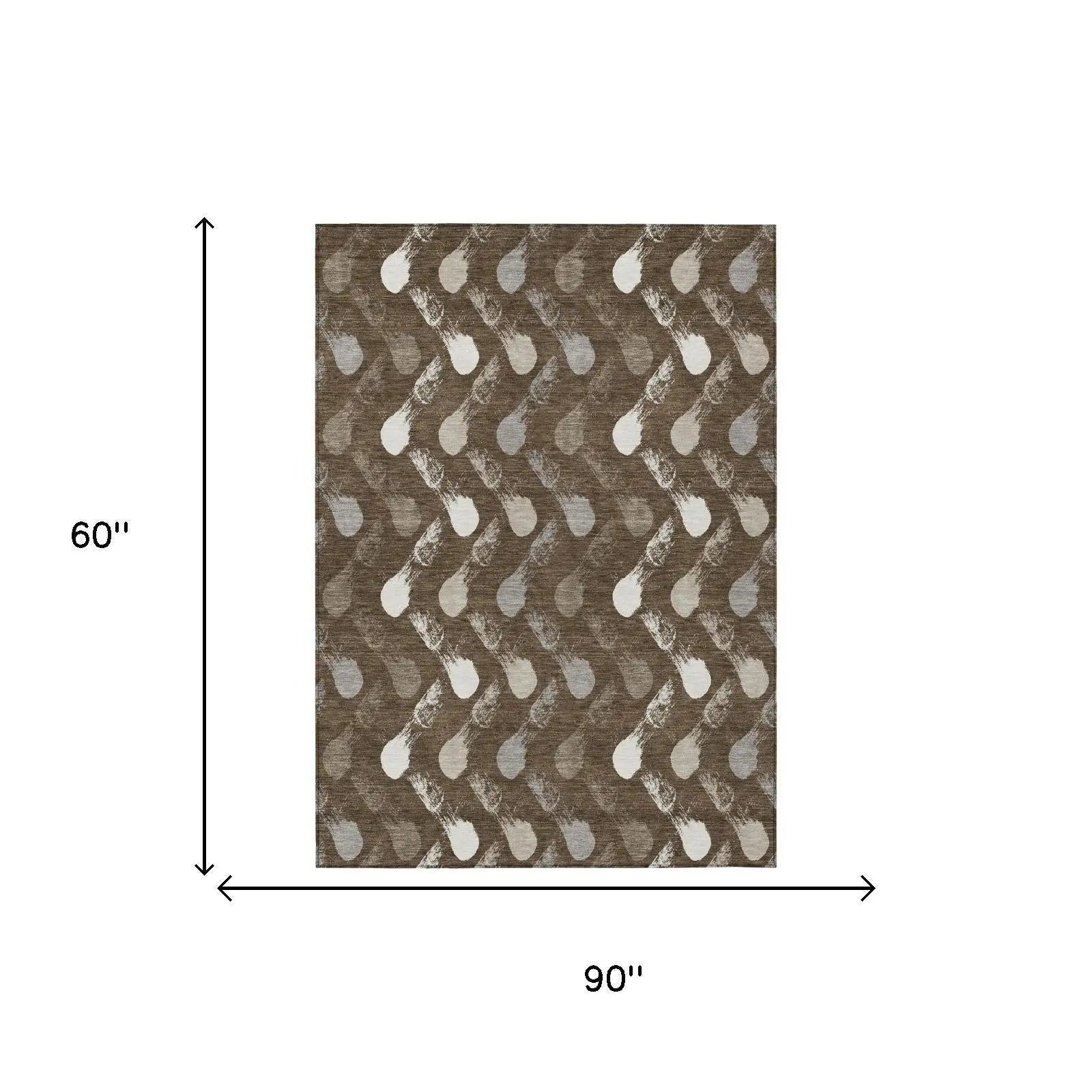 5' X 8' Chocolate And Brown Geometric Washable Indoor Outdoor Area Rug Homeroots Outdoor