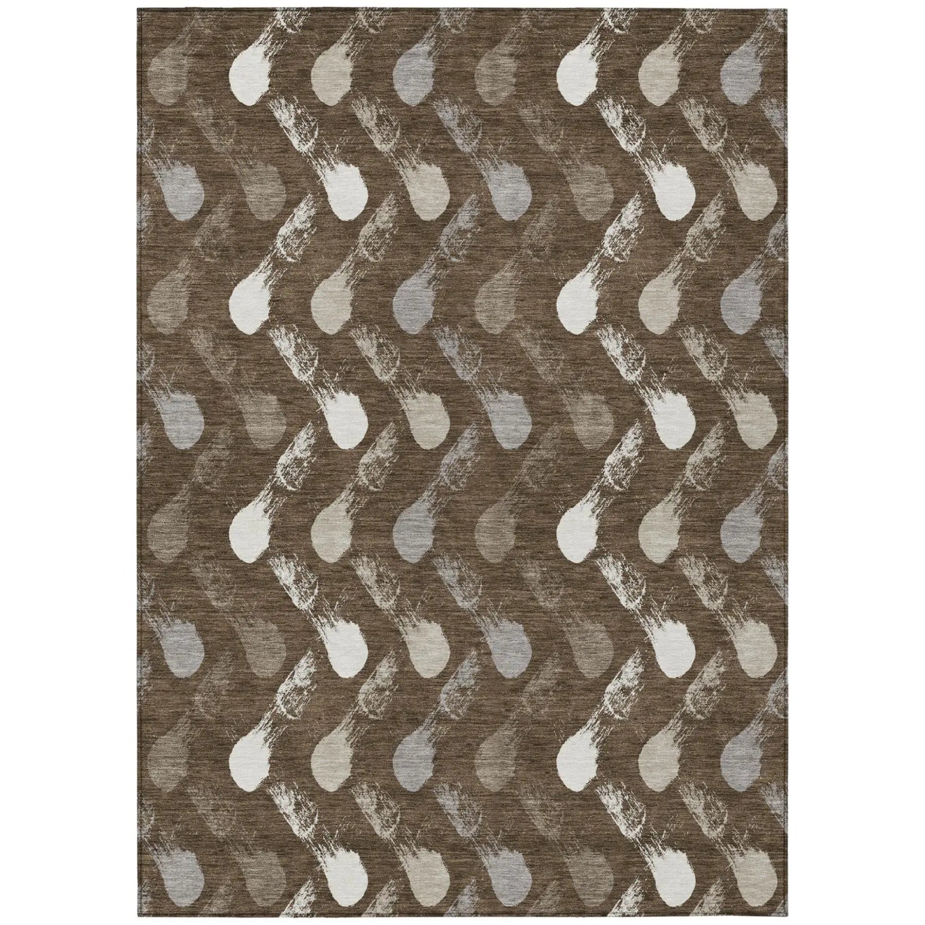 5' X 8' Chocolate And Brown Geometric Washable Indoor Outdoor Area Rug Homeroots Outdoor