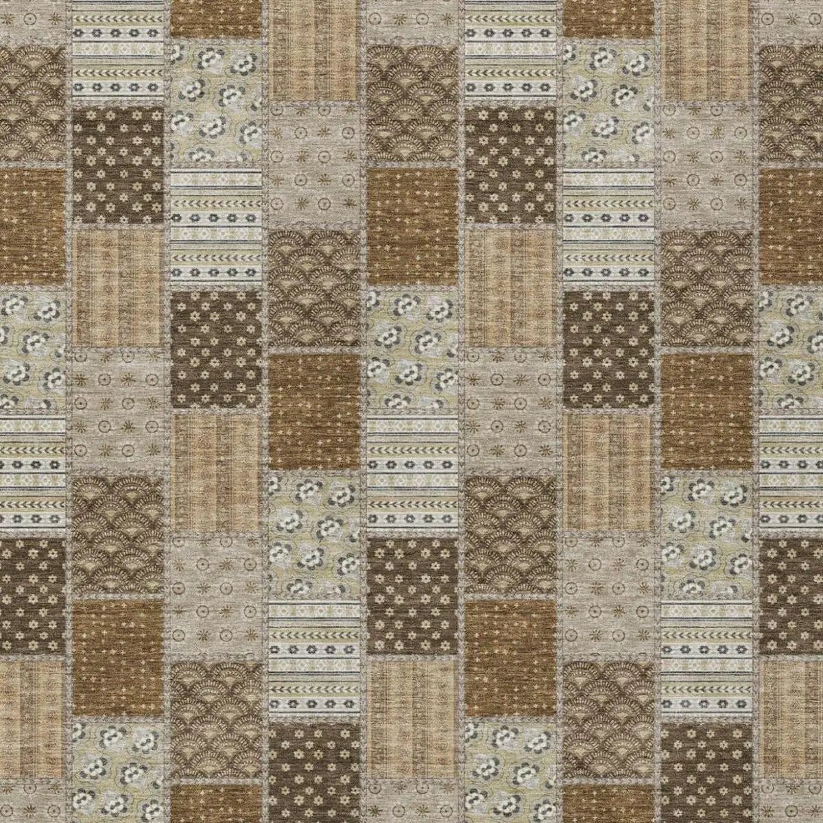 5' X 8' Chocolate And Brown Patchwork Washable Indoor Outdoor Area Rug Homeroots Outdoor