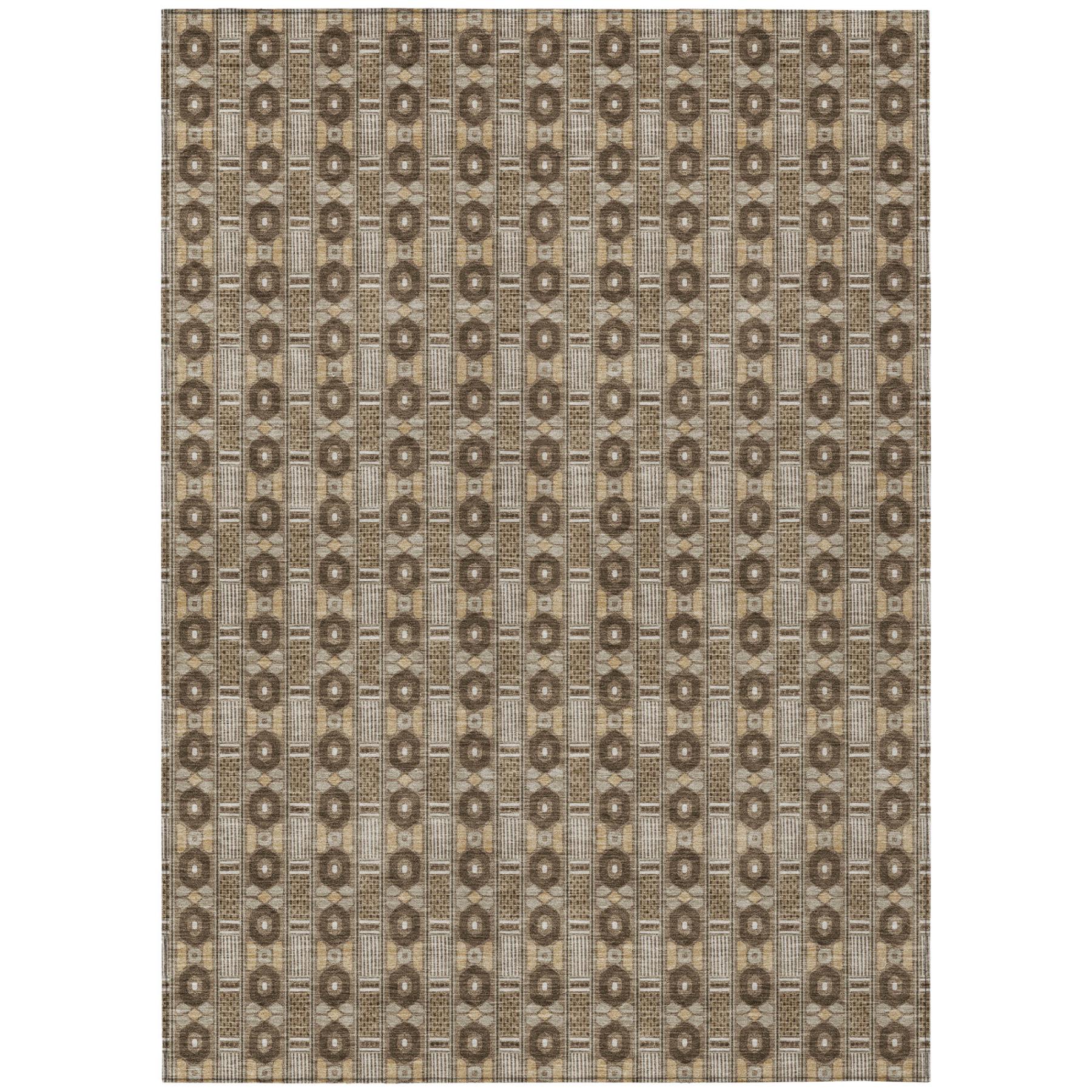 5' X 8' Chocolate And Brown Striped Washable Indoor Outdoor Area Rug Homeroots Outdoor