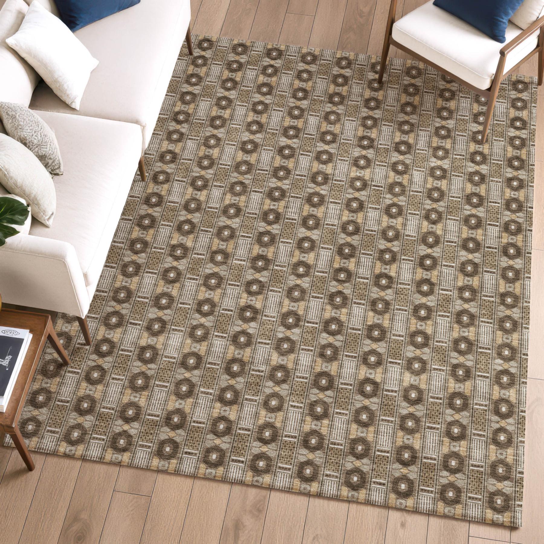 5' X 8' Chocolate And Brown Striped Washable Indoor Outdoor Area Rug Homeroots Outdoor