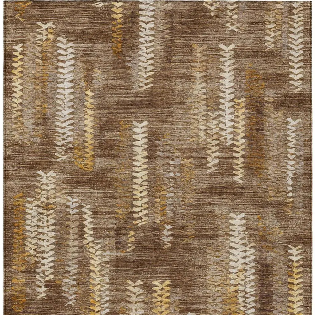 5' X 8' Chocolate And Brown Striped Washable Indoor Outdoor Area Rug Homeroots Outdoor