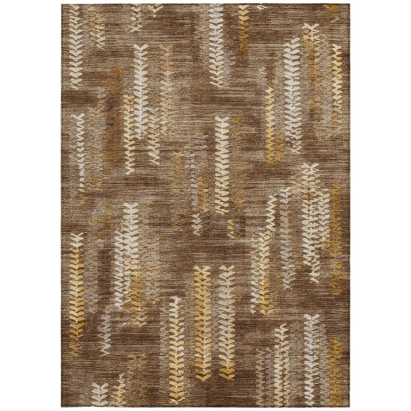 5' X 8' Chocolate And Brown Striped Washable Indoor Outdoor Area Rug Homeroots Outdoor