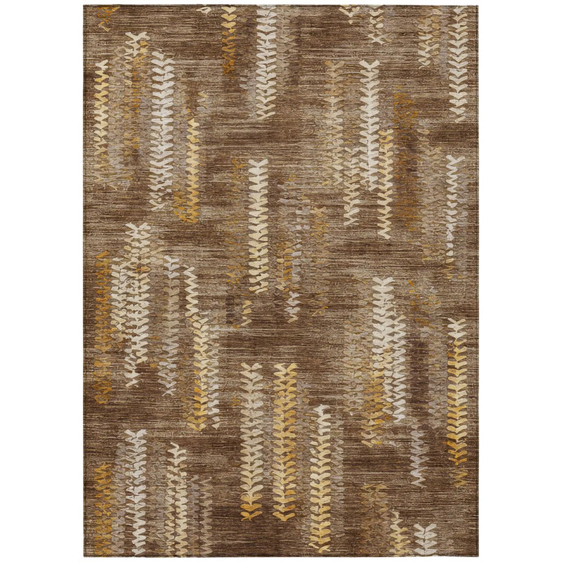 5' X 8' Chocolate And Brown Striped Washable Indoor Outdoor Area Rug Homeroots Outdoor