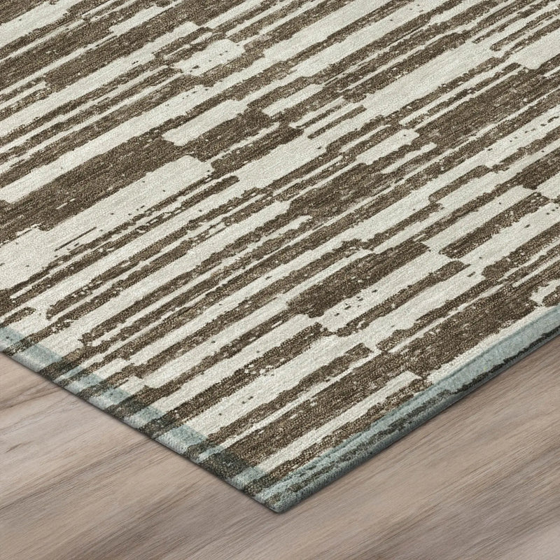 5' X 8' Chocolate And Brown Striped Washable Indoor Outdoor Area Rug Homeroots Outdoor