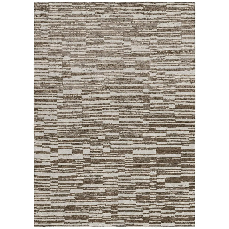 5' X 8' Chocolate And Brown Striped Washable Indoor Outdoor Area Rug Homeroots Outdoor