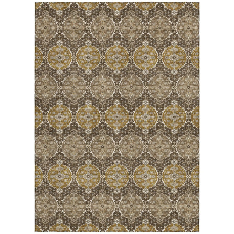 5' X 8' Chocolate And Brown Striped Washable Indoor Outdoor Area Rug Homeroots Outdoor