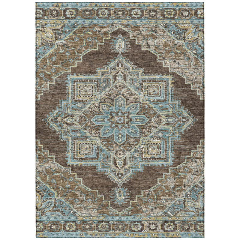5' X 8' Chocolate And Coffee Oriental Washable Indoor Outdoor Area Rug Homeroots Outdoor