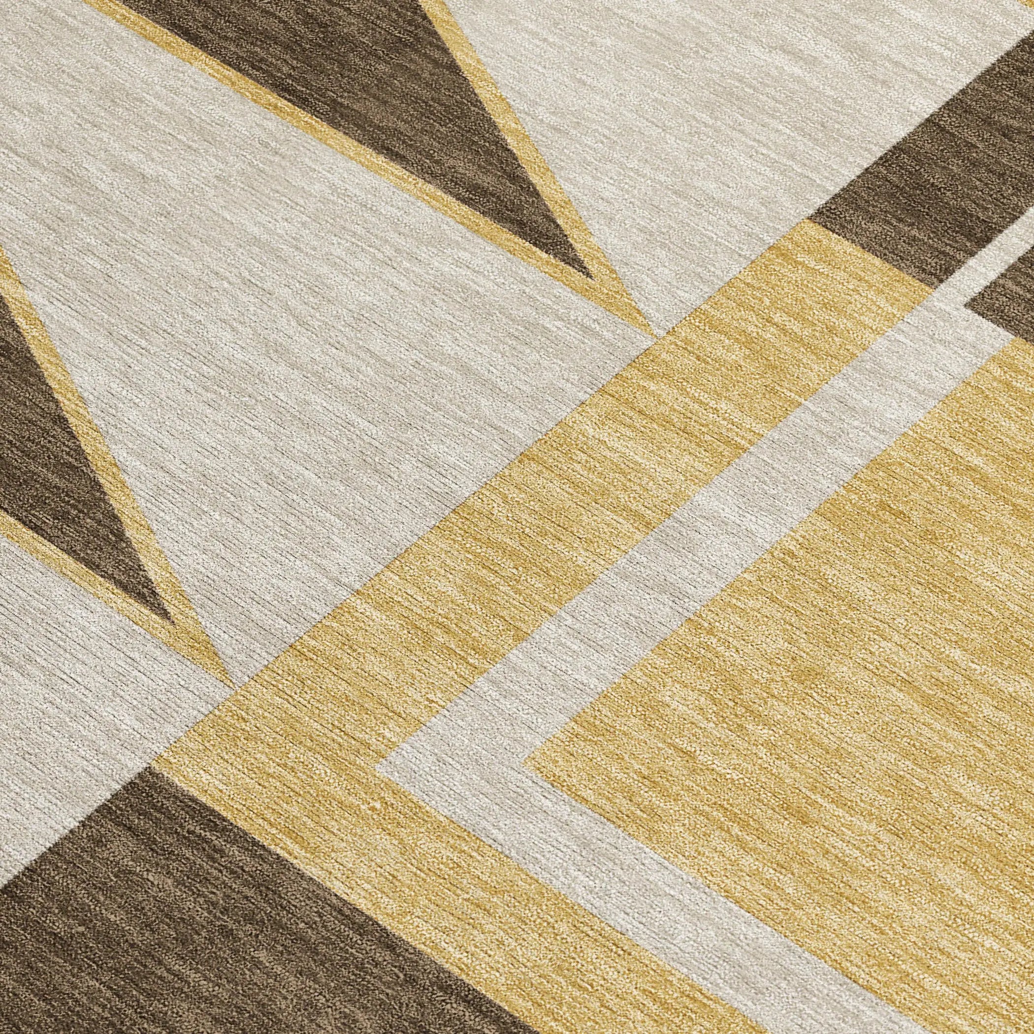 5' X 8' Chocolate And Gold Geometric Washable Indoor Outdoor Area Rug Homeroots Outdoor