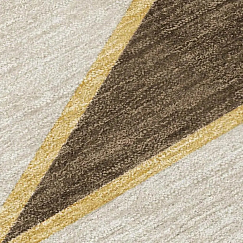 5' X 8' Chocolate And Gold Geometric Washable Indoor Outdoor Area Rug Homeroots Outdoor