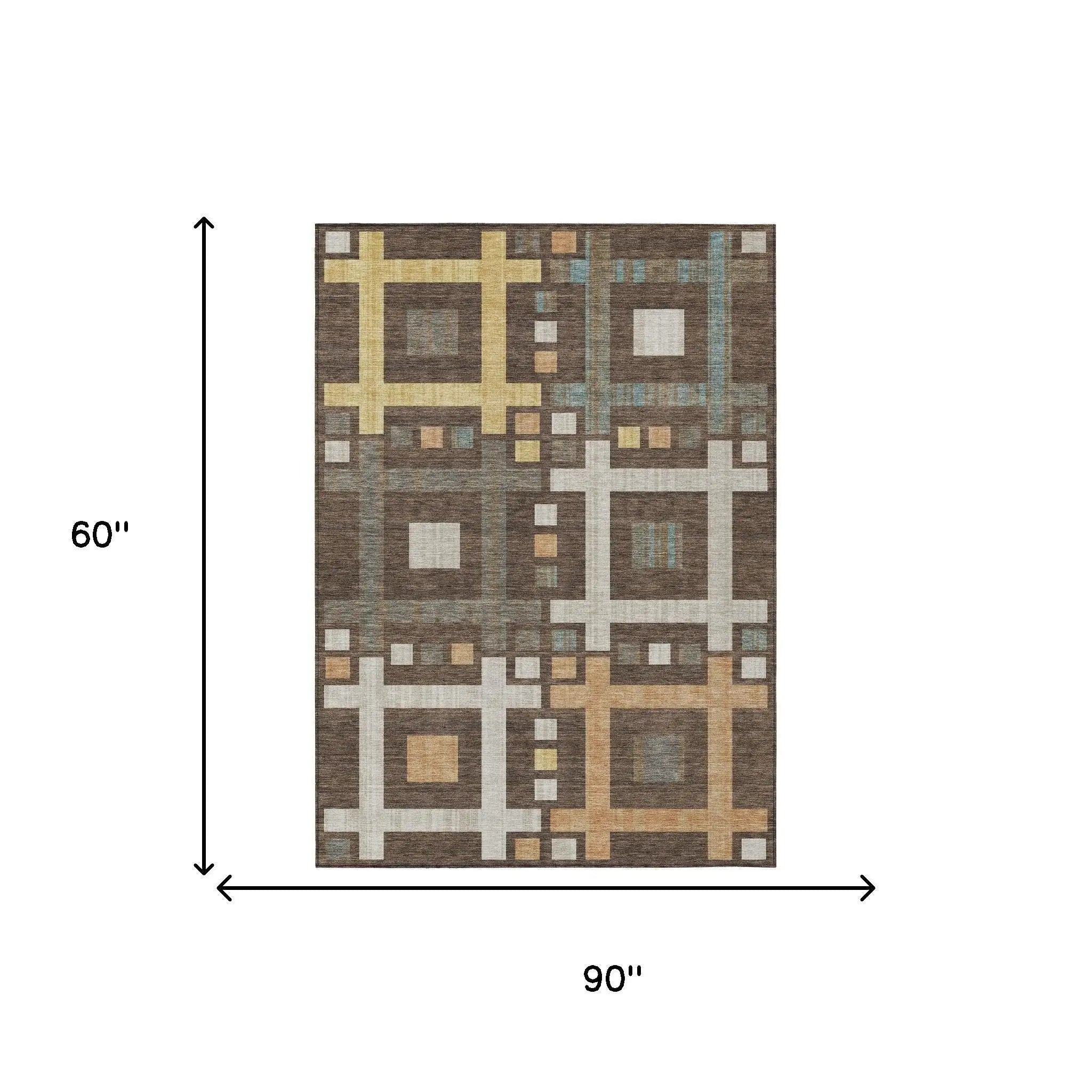 5' X 8' Chocolate And Graphite Geometric Washable Indoor Outdoor Area Rug Homeroots Outdoor