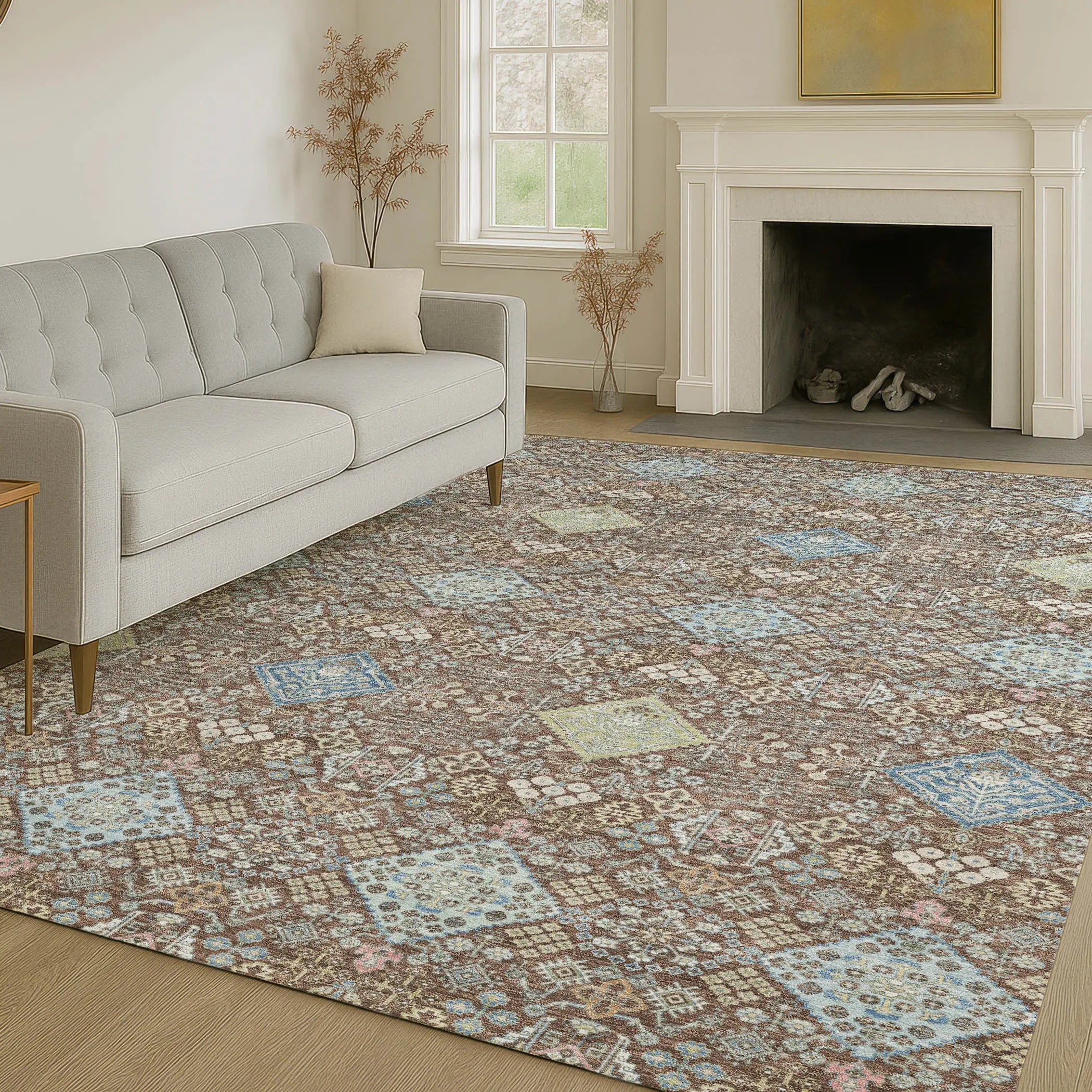 5' X 8' Chocolate And Green Oriental Washable Indoor Outdoor Area Rug Homeroots Outdoor