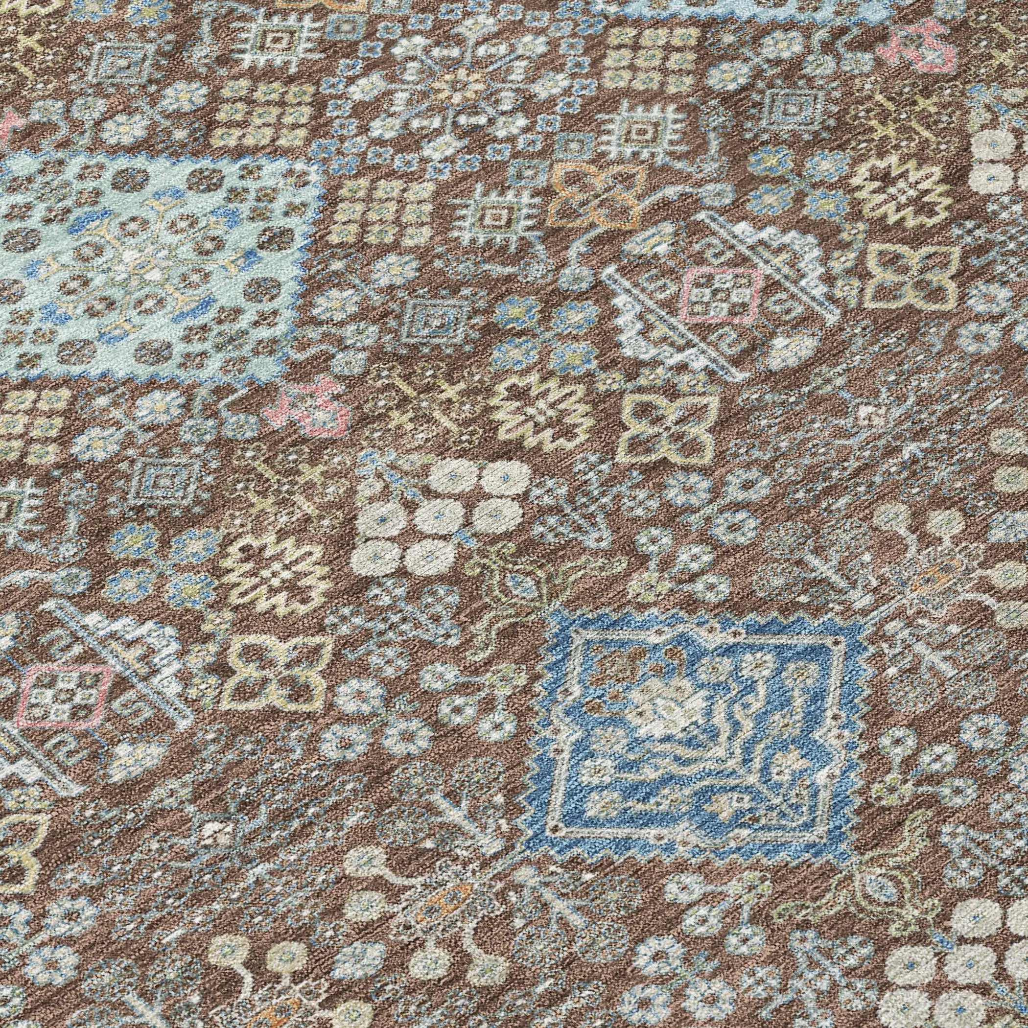 5' X 8' Chocolate And Green Oriental Washable Indoor Outdoor Area Rug Homeroots Outdoor