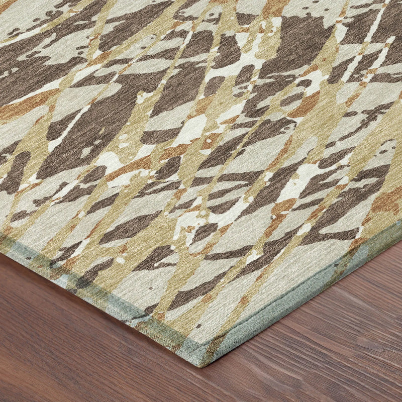 5' X 8' Chocolate And Ivory Abstract Washable Indoor Outdoor Area Rug Homeroots Outdoor