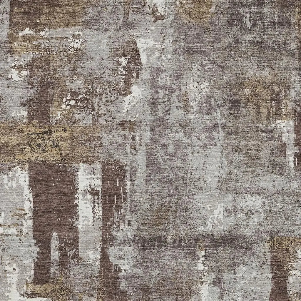 5' X 8' Chocolate And Ivory Abstract Washable Indoor Outdoor Area Rug Homeroots Outdoor