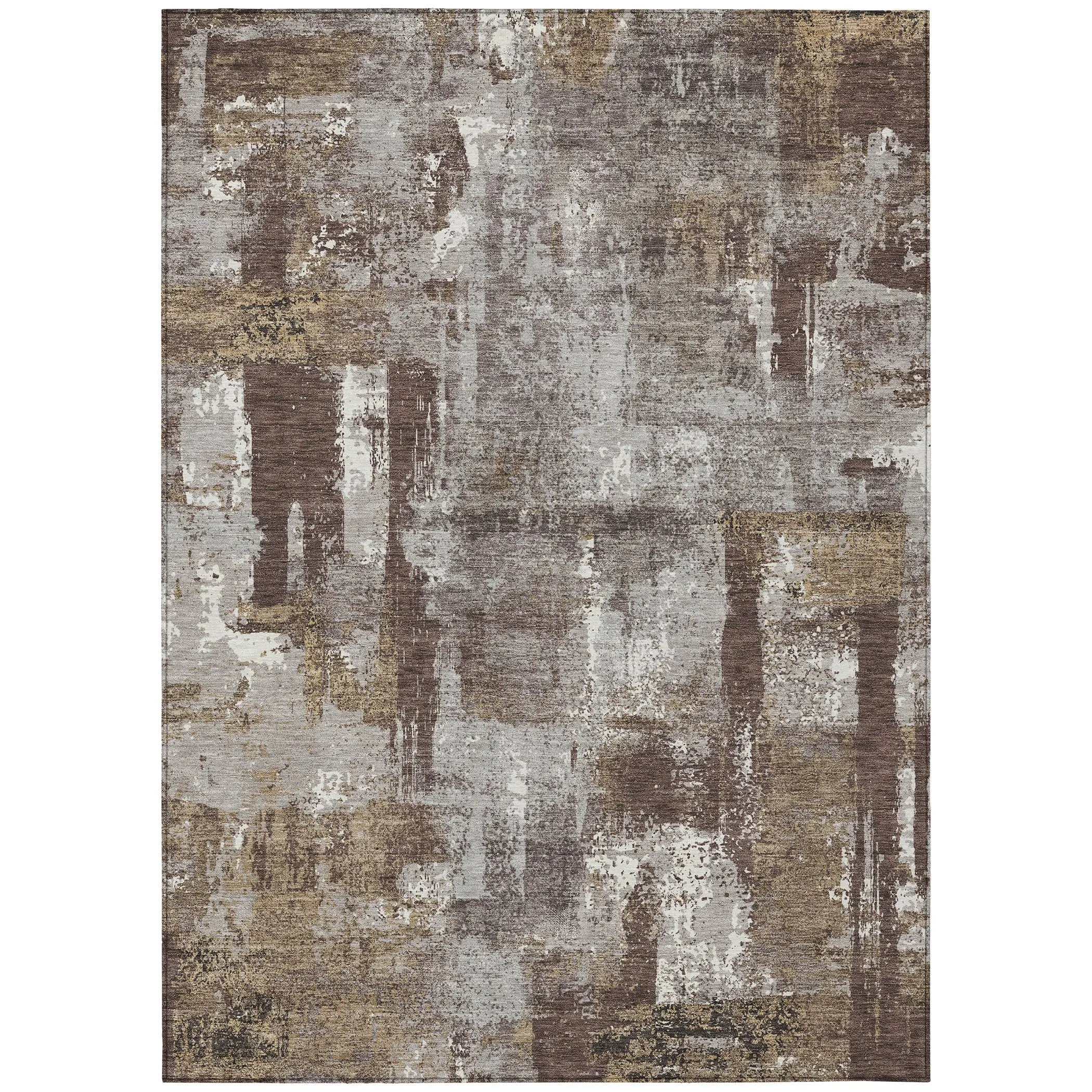 5' X 8' Chocolate And Ivory Abstract Washable Indoor Outdoor Area Rug Homeroots Outdoor