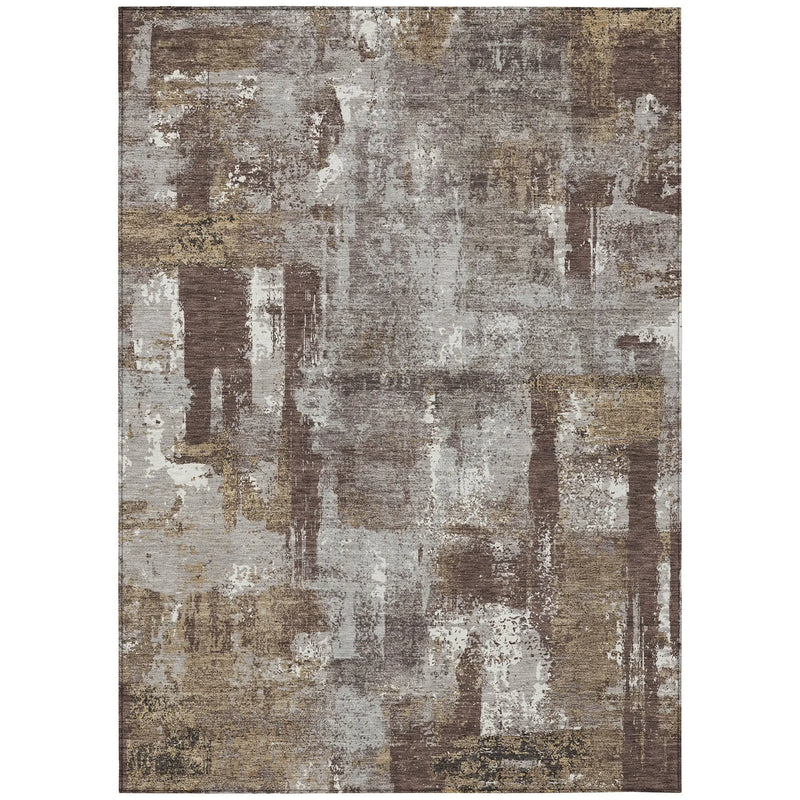 5' X 8' Chocolate And Ivory Abstract Washable Indoor Outdoor Area Rug Homeroots Outdoor