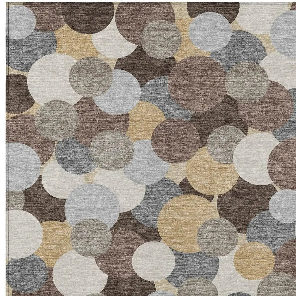 5' X 8' Chocolate And Ivory Geometric Washable Indoor Outdoor Area Rug Homeroots Outdoor