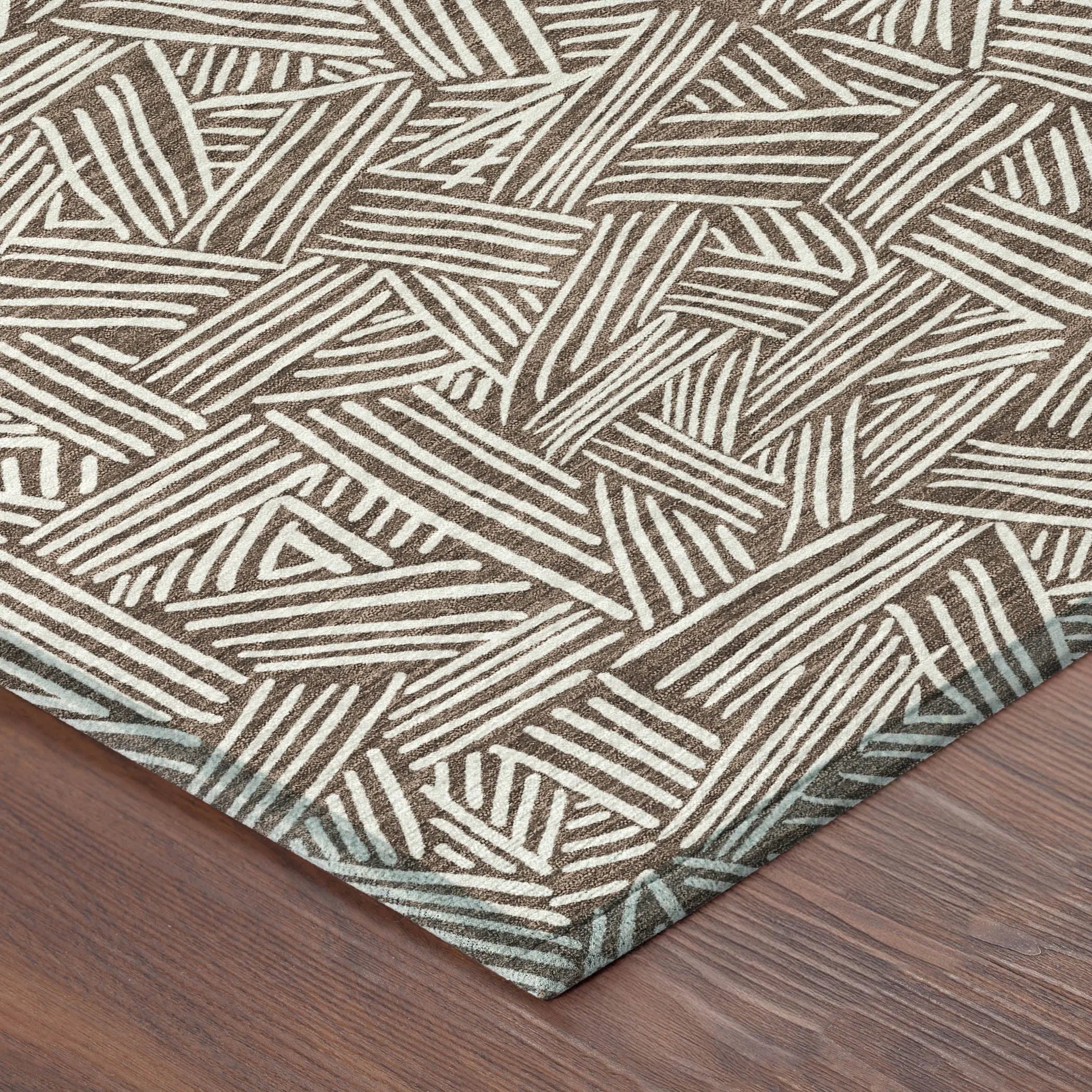 5' X 8' Chocolate And Ivory Geometric Washable Indoor Outdoor Area Rug Homeroots Outdoor