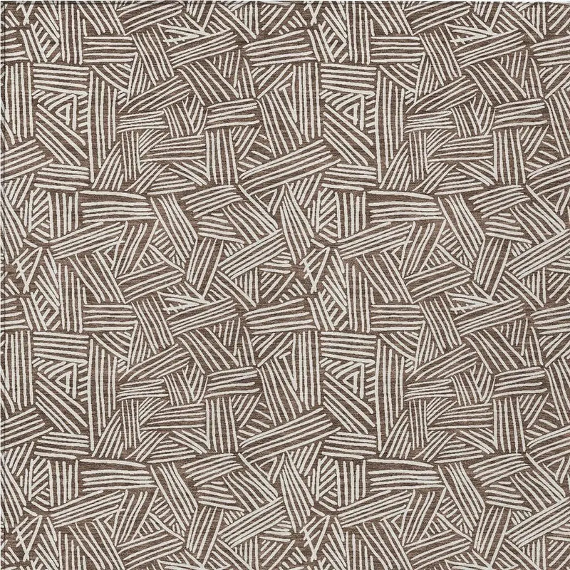 5' X 8' Chocolate And Ivory Geometric Washable Indoor Outdoor Area Rug Homeroots Outdoor