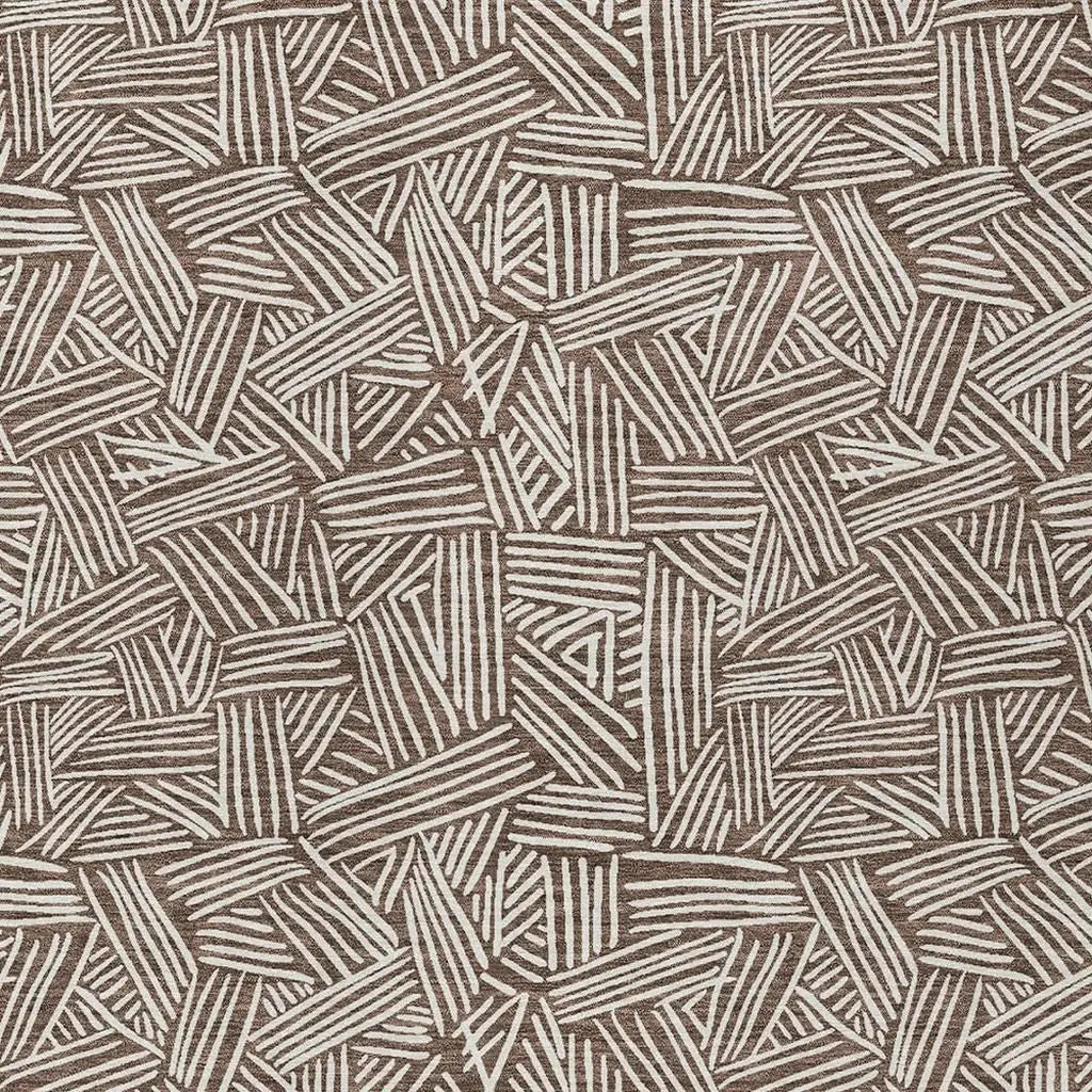 5' X 8' Chocolate And Ivory Geometric Washable Indoor Outdoor Area Rug Homeroots Outdoor