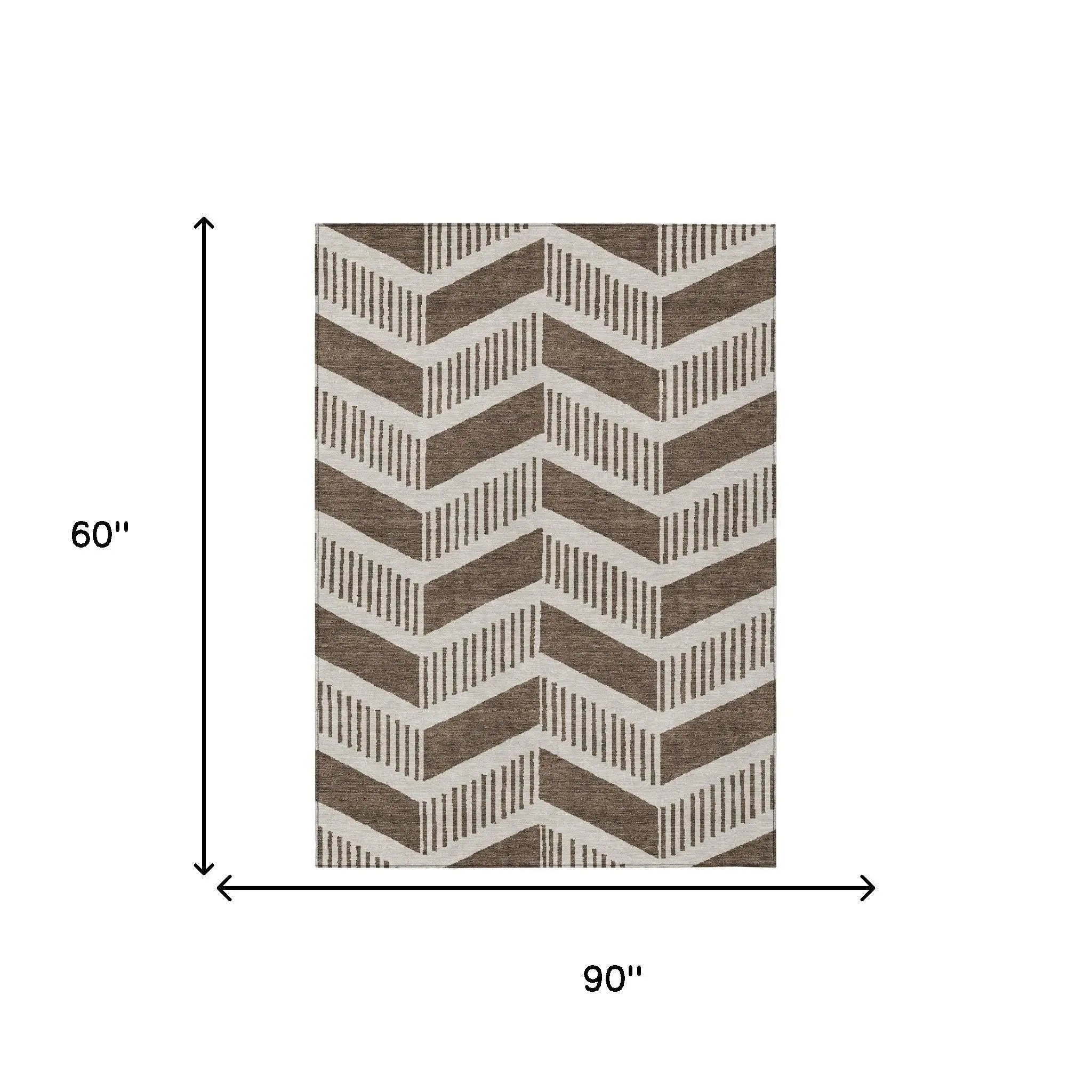 5' X 8' Coffee And Brown Geometric Washable Indoor Outdoor Area Rug Homeroots Outdoor