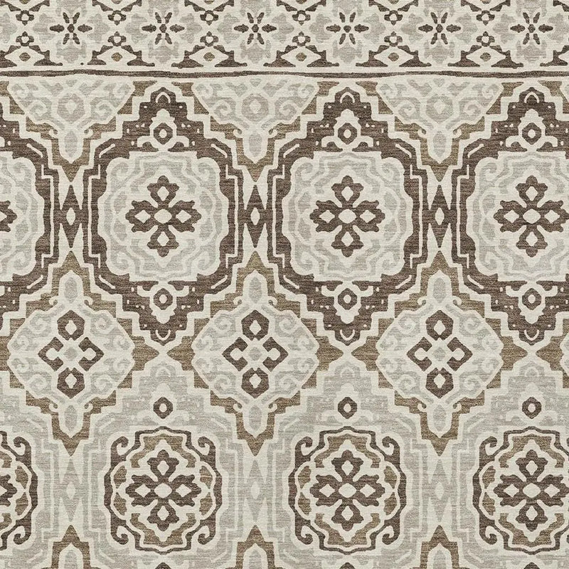 5' X 8' Coffee And Gray Tribal Washable Indoor Outdoor Area Rug Homeroots Outdoor