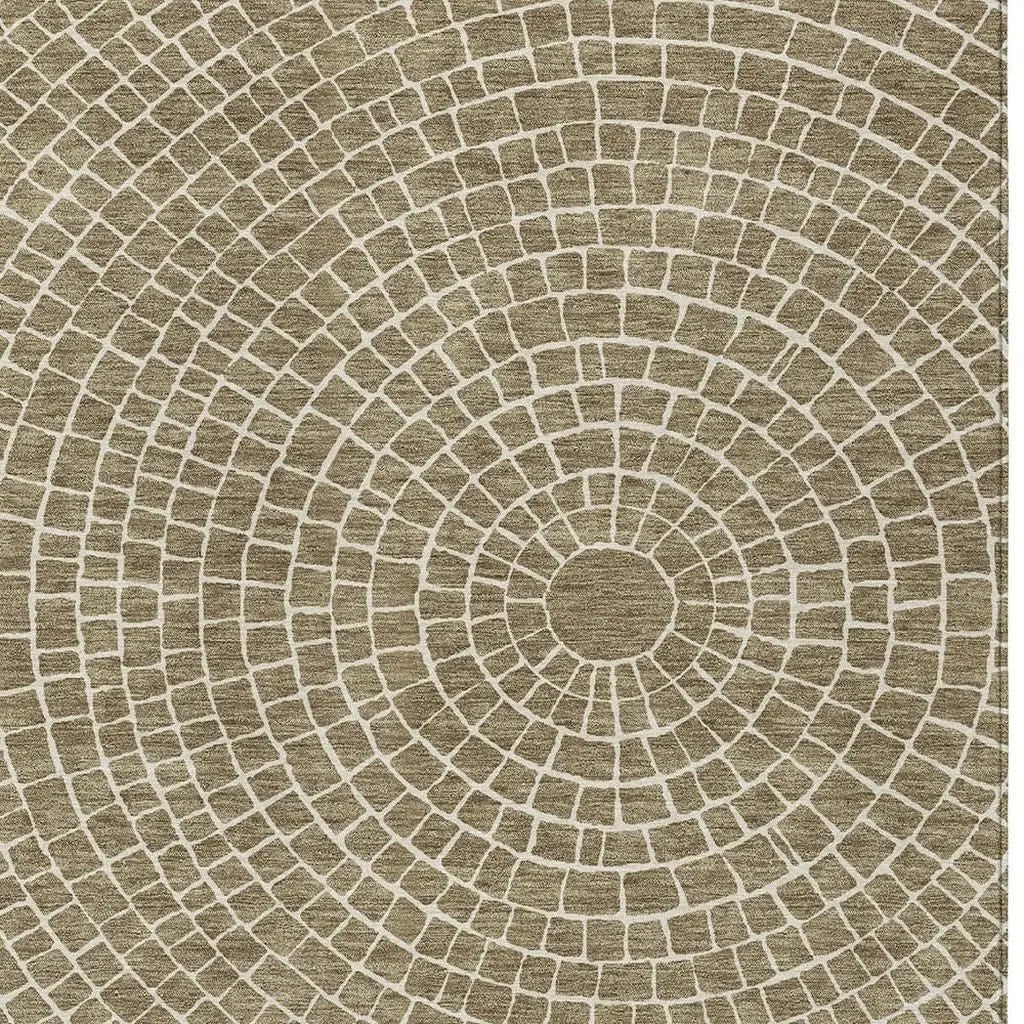 5' X 8' Coffee And Ivory Geometric Washable Indoor Outdoor Area Rug Homeroots Outdoor