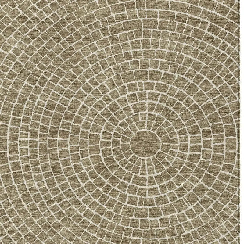 5' X 8' Coffee And Ivory Geometric Washable Indoor Outdoor Area Rug Homeroots Outdoor