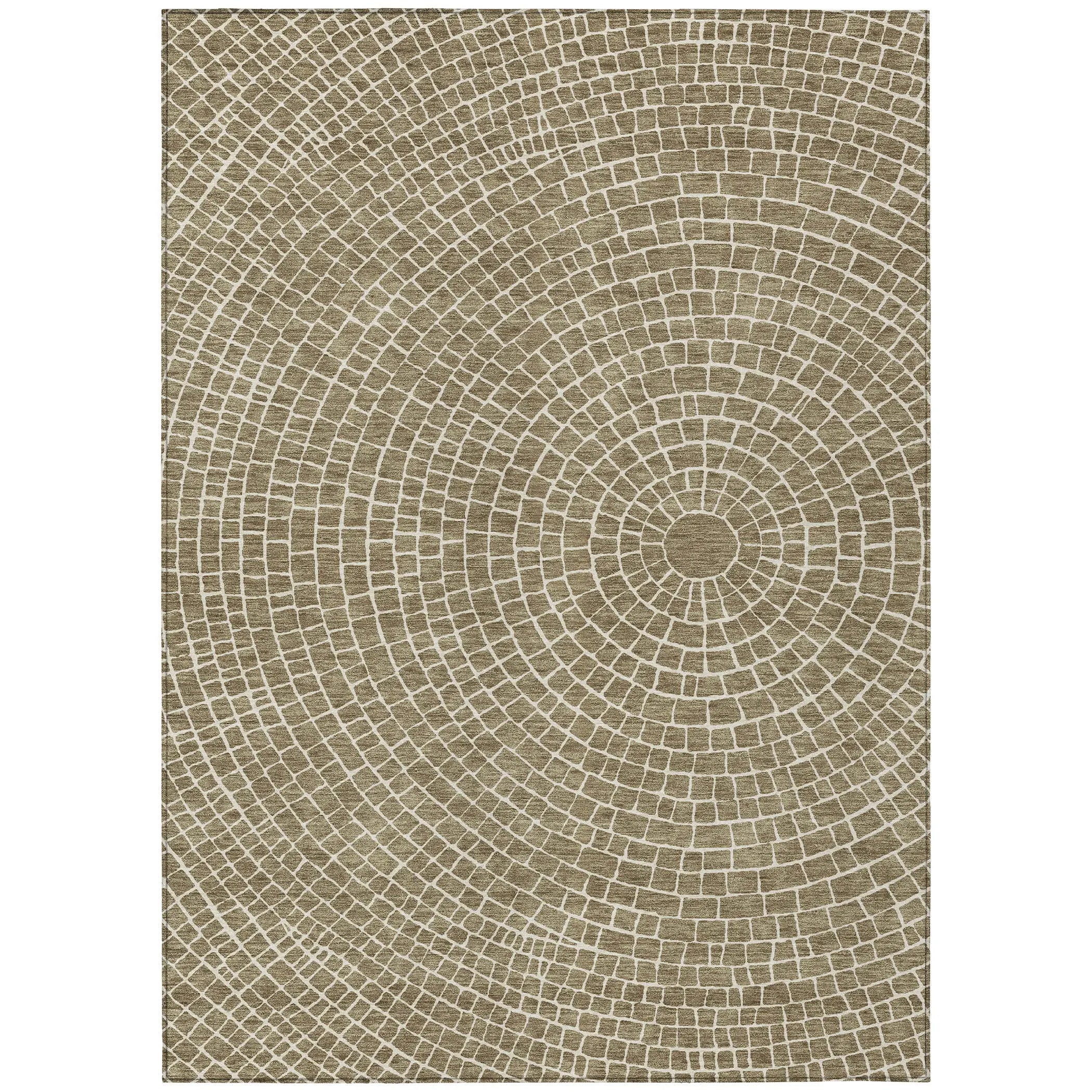 5' X 8' Coffee And Ivory Geometric Washable Indoor Outdoor Area Rug Homeroots Outdoor