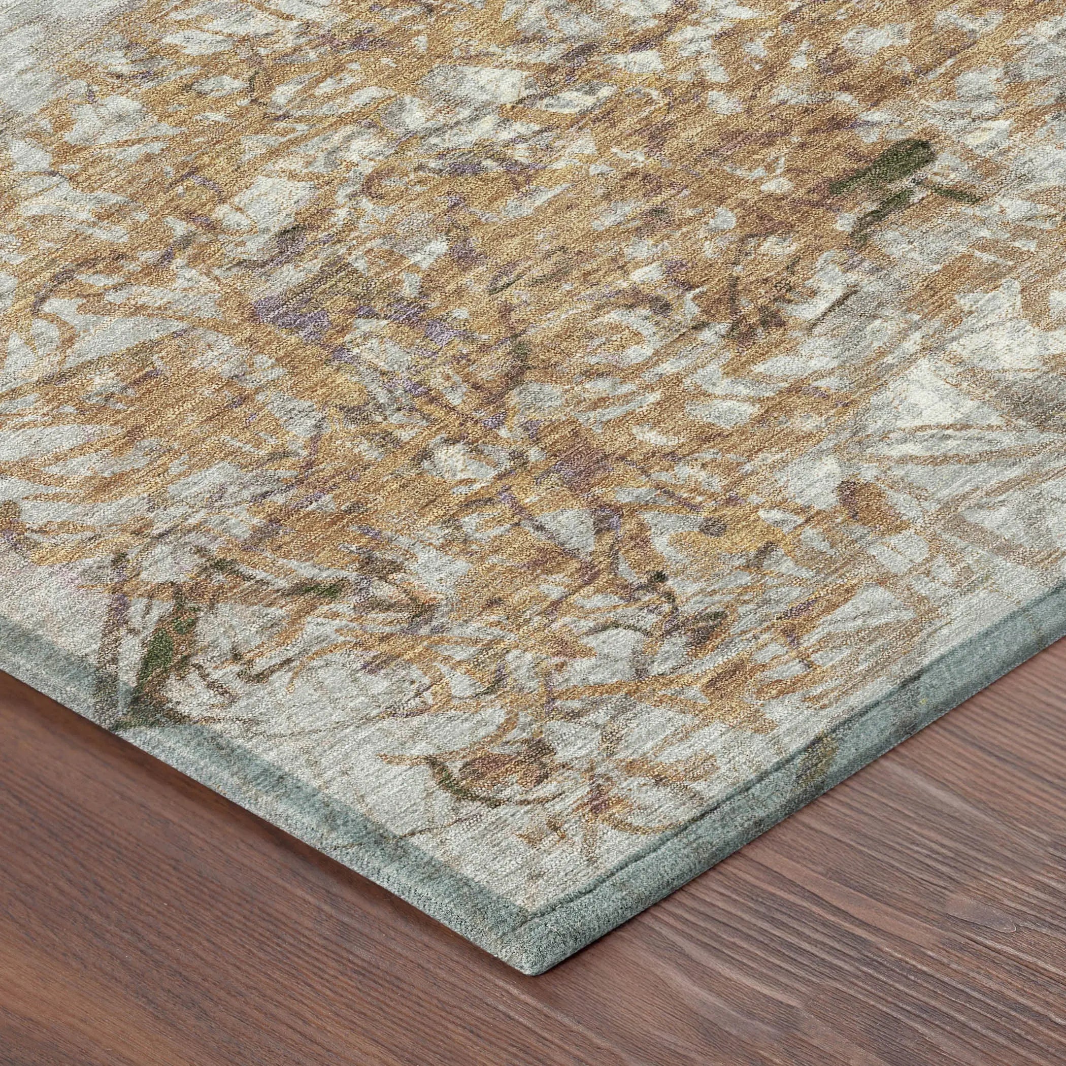 5' X 8' Copper And Beige Abstract Washable Indoor Outdoor Area Rug Homeroots Outdoor