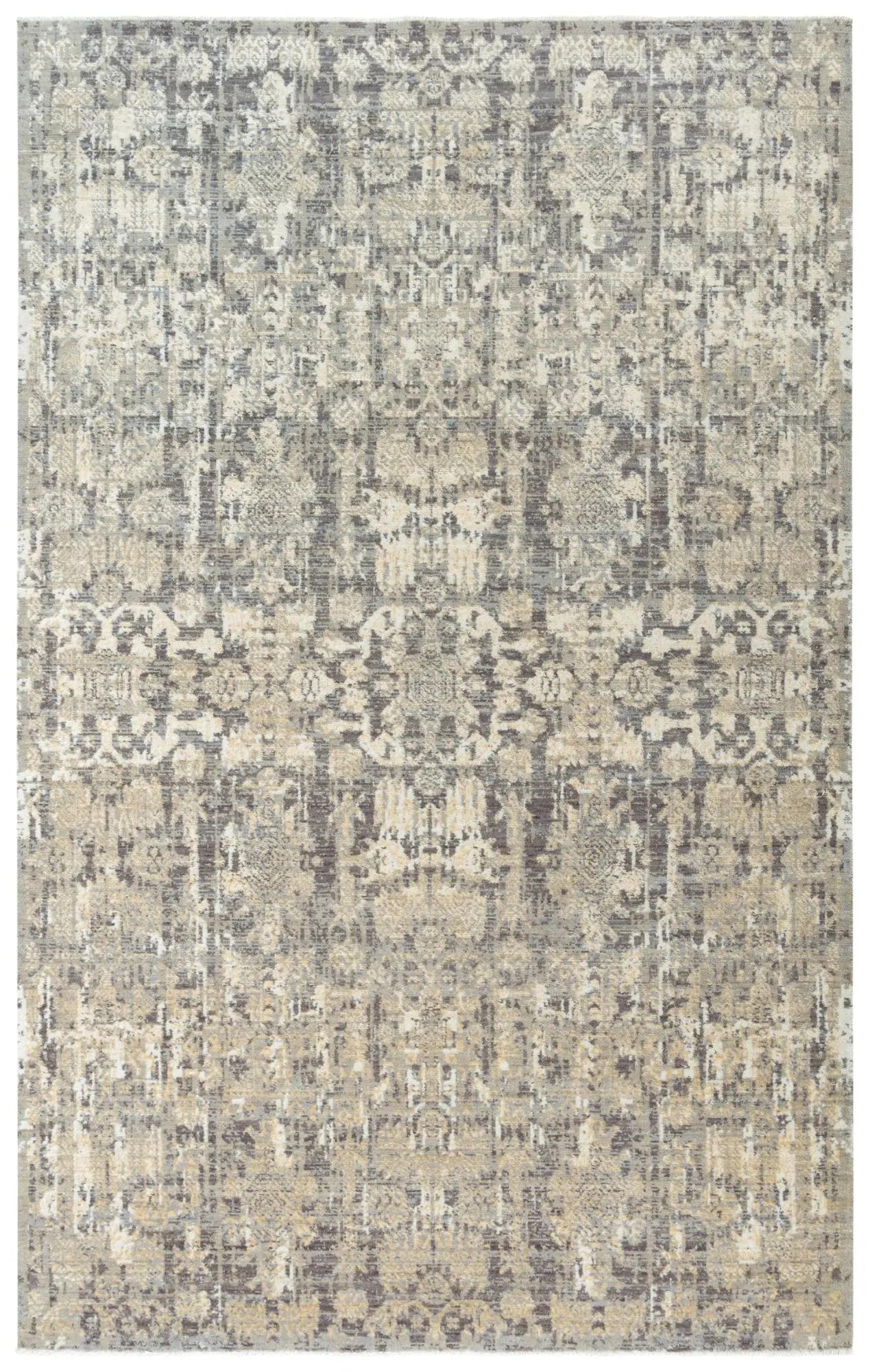 5' X 8' Copper And Beige New Zealand Lambs Wool Damask Hand Carved Handmade Area Rug Homeroots Home Decor